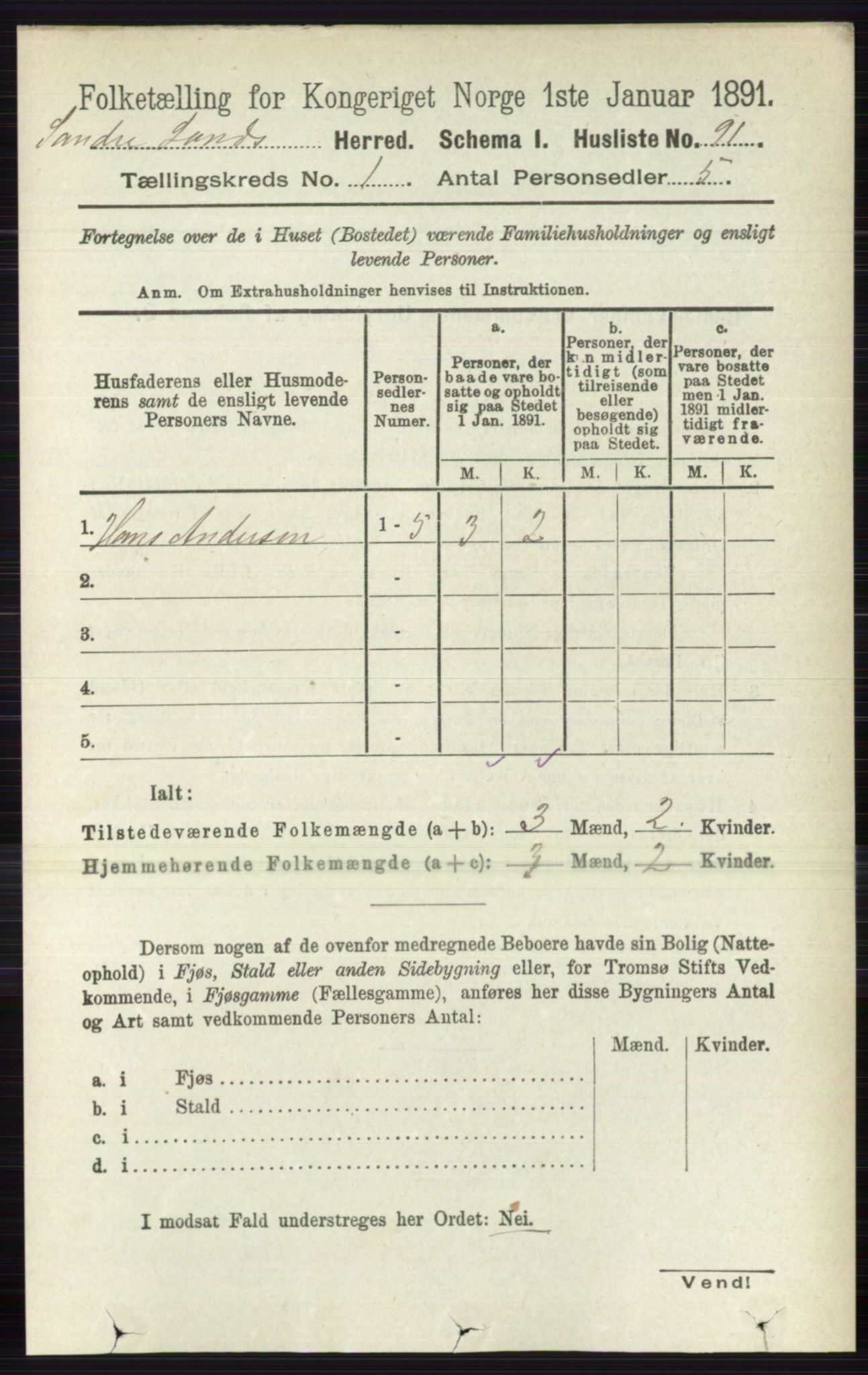 RA, 1891 census for 0536 Søndre Land, 1891, p. 118