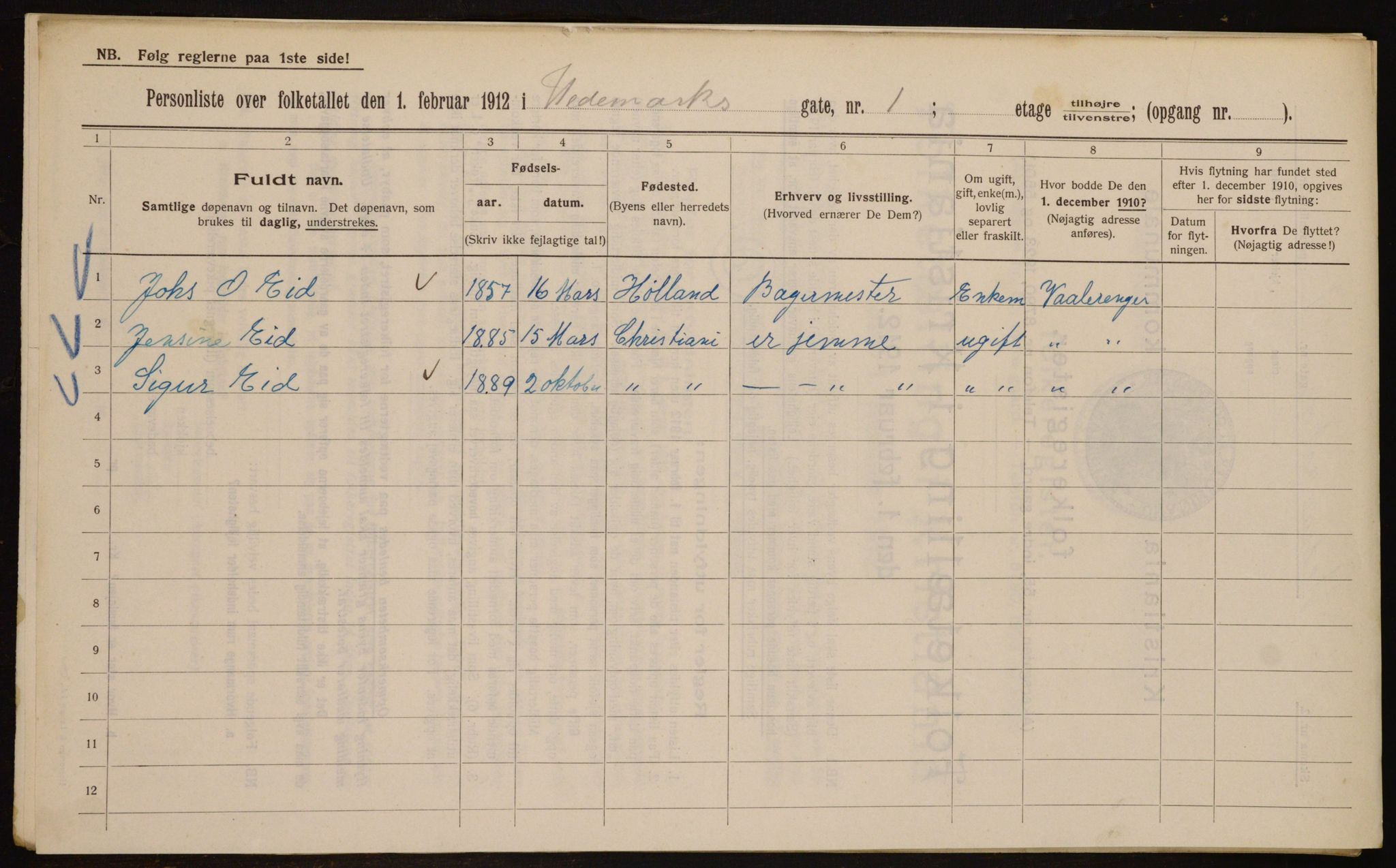 OBA, Municipal Census 1912 for Kristiania, 1912, p. 36031