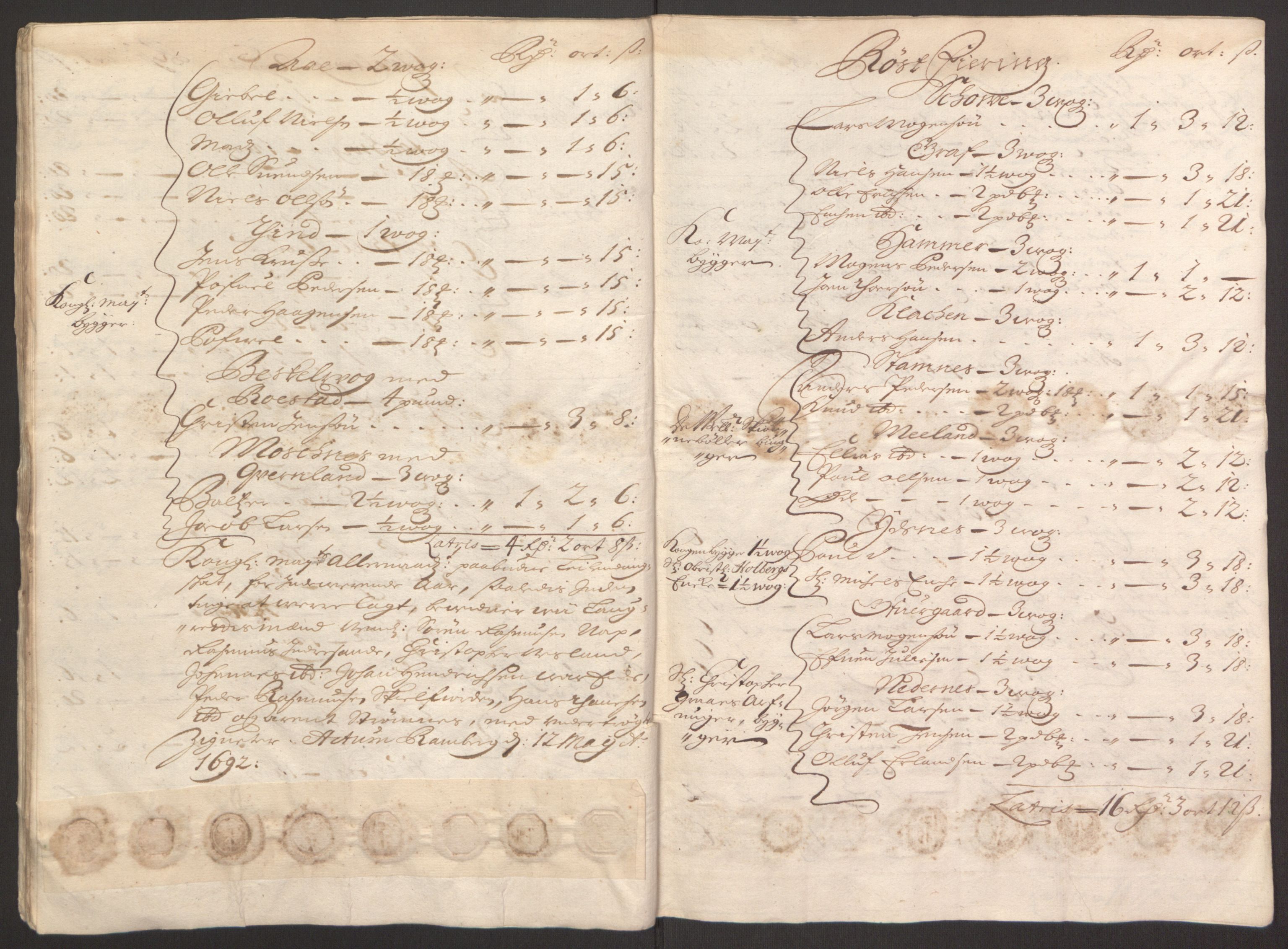 Rentekammeret inntil 1814, Reviderte regnskaper, Fogderegnskap, AV/RA-EA-4092/R67/L4675: Fogderegnskap Vesterålen, Andenes og Lofoten, 1691-1693, p. 129