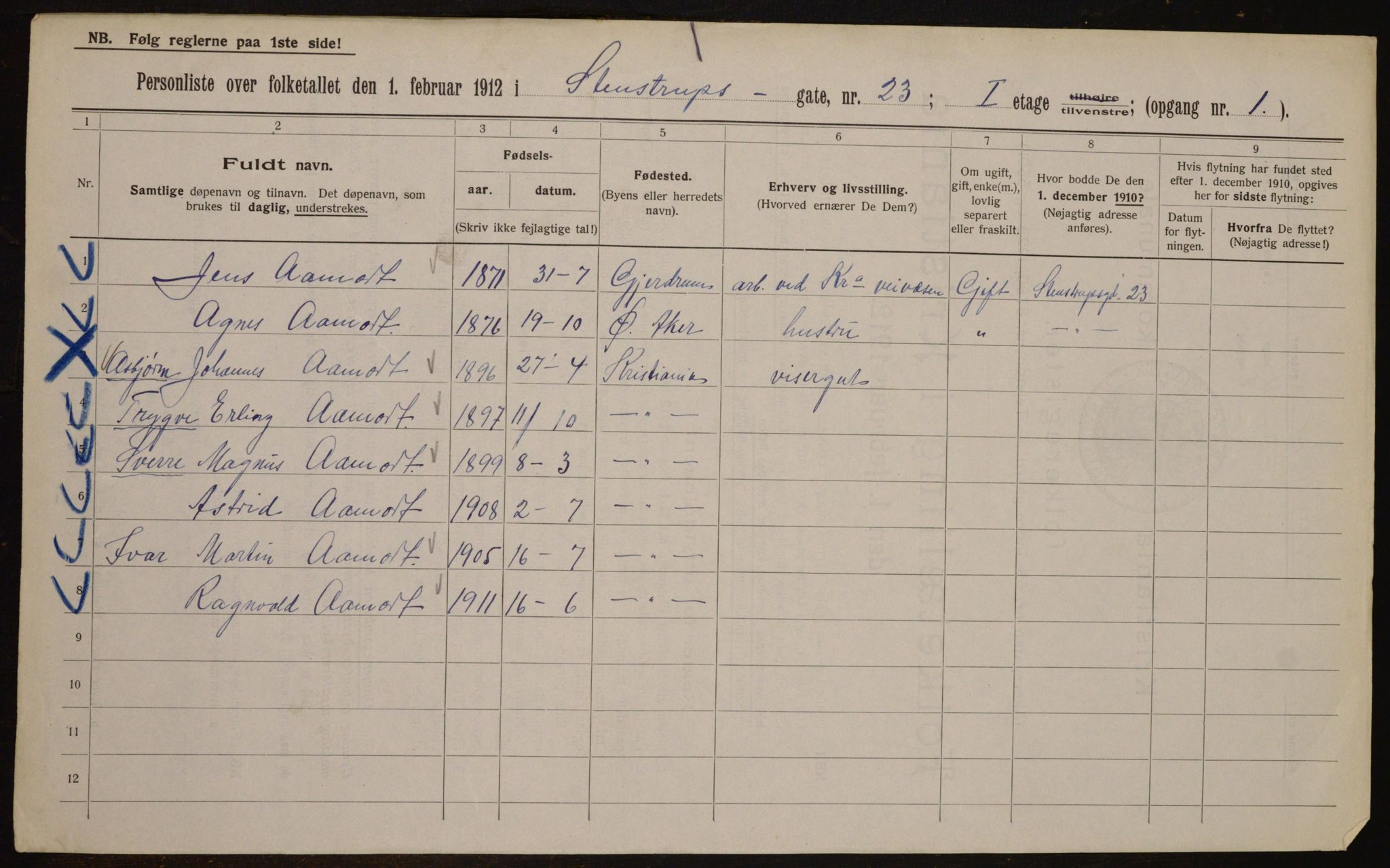 OBA, Municipal Census 1912 for Kristiania, 1912, p. 101518