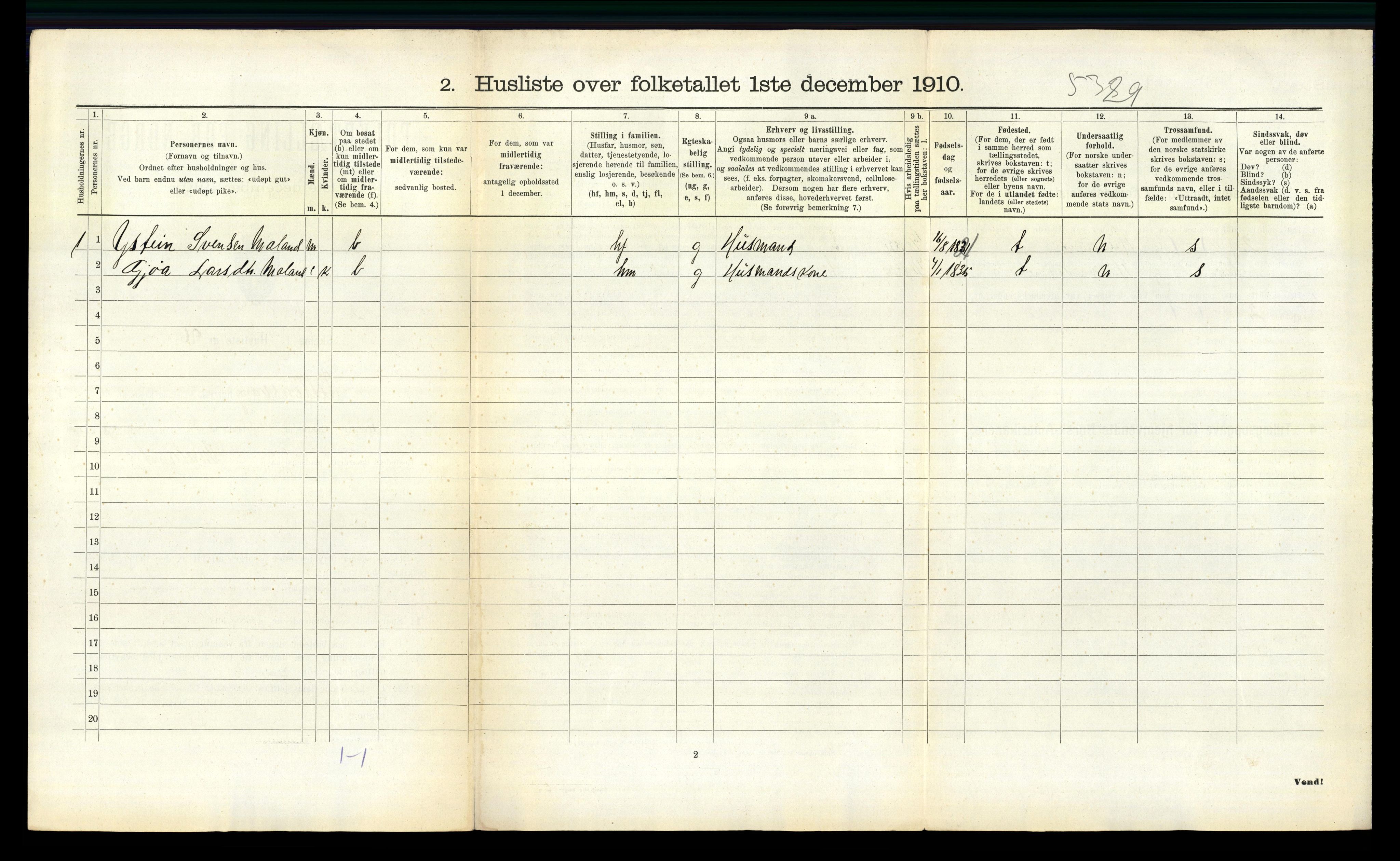 RA, 1910 census for Ullensvang, 1910, p. 1372