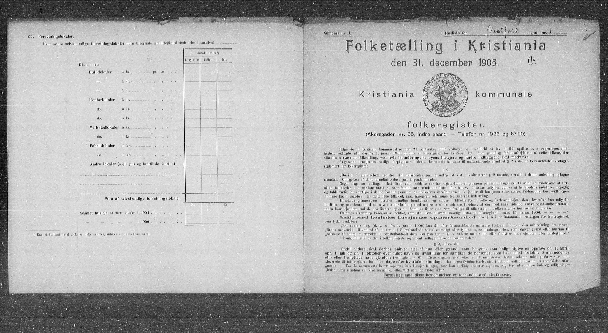 OBA, Municipal Census 1905 for Kristiania, 1905, p. 64346