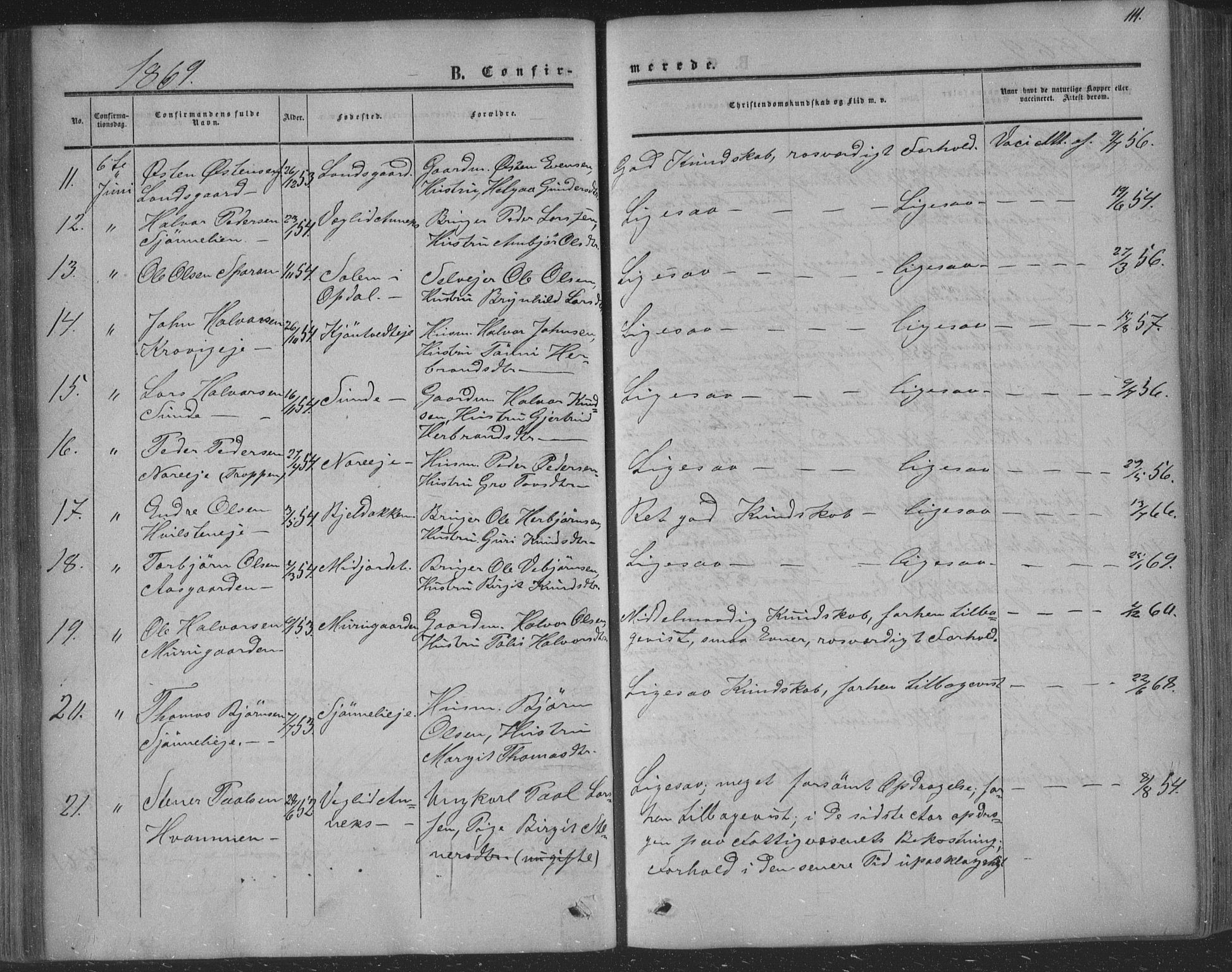 Nore kirkebøker, AV/SAKO-A-238/F/Fa/L0002: Parish register (official) no. I 2, 1856-1871, p. 111