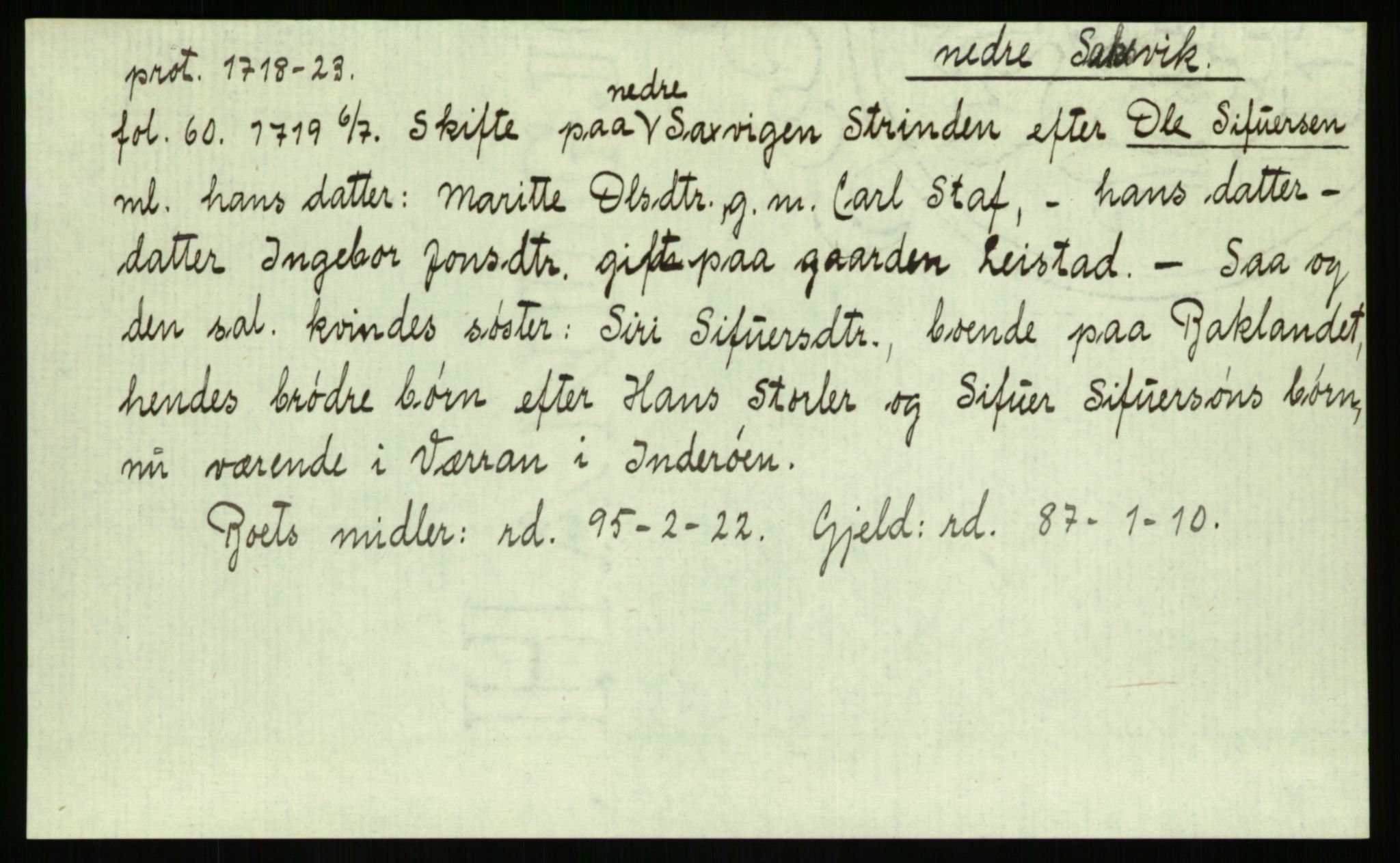 Strinda og Selbu sorenskriveri, AV/SAT-A-0015/3, 1700-1766, p. 1183