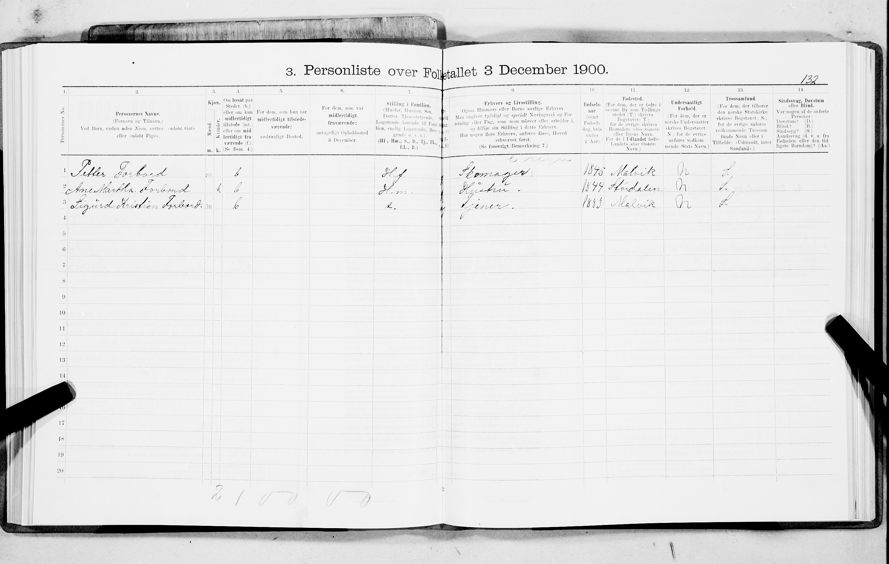 SAT, 1900 census for Trondheim, 1900, p. 16702
