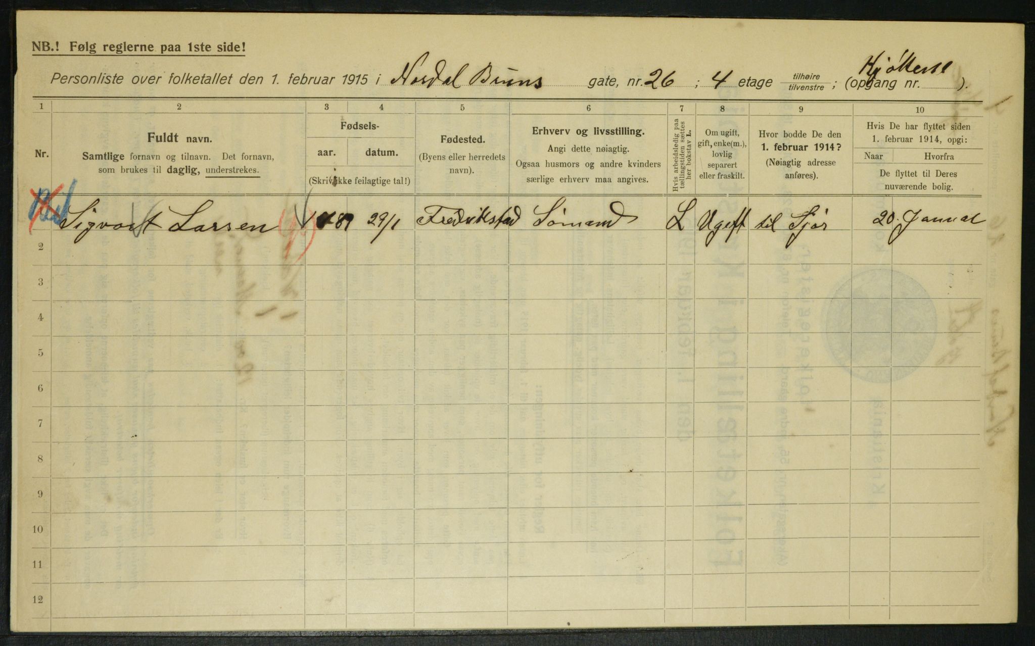 OBA, Municipal Census 1915 for Kristiania, 1915, p. 71820