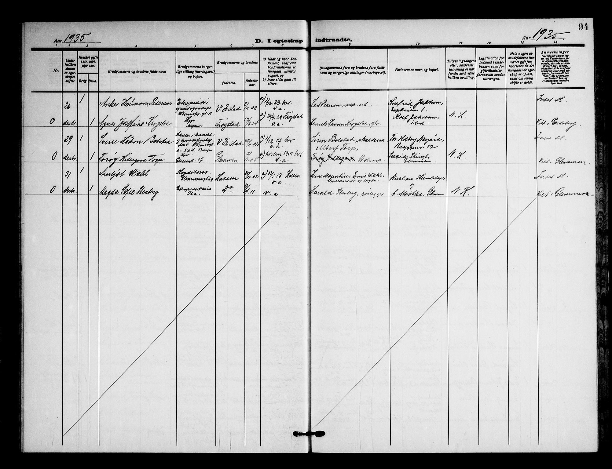 Fredrikstad domkirkes prestekontor Kirkebøker, SAO/A-10906/G/Ga/L0006: Parish register (copy) no. 6, 1923-1949, p. 94