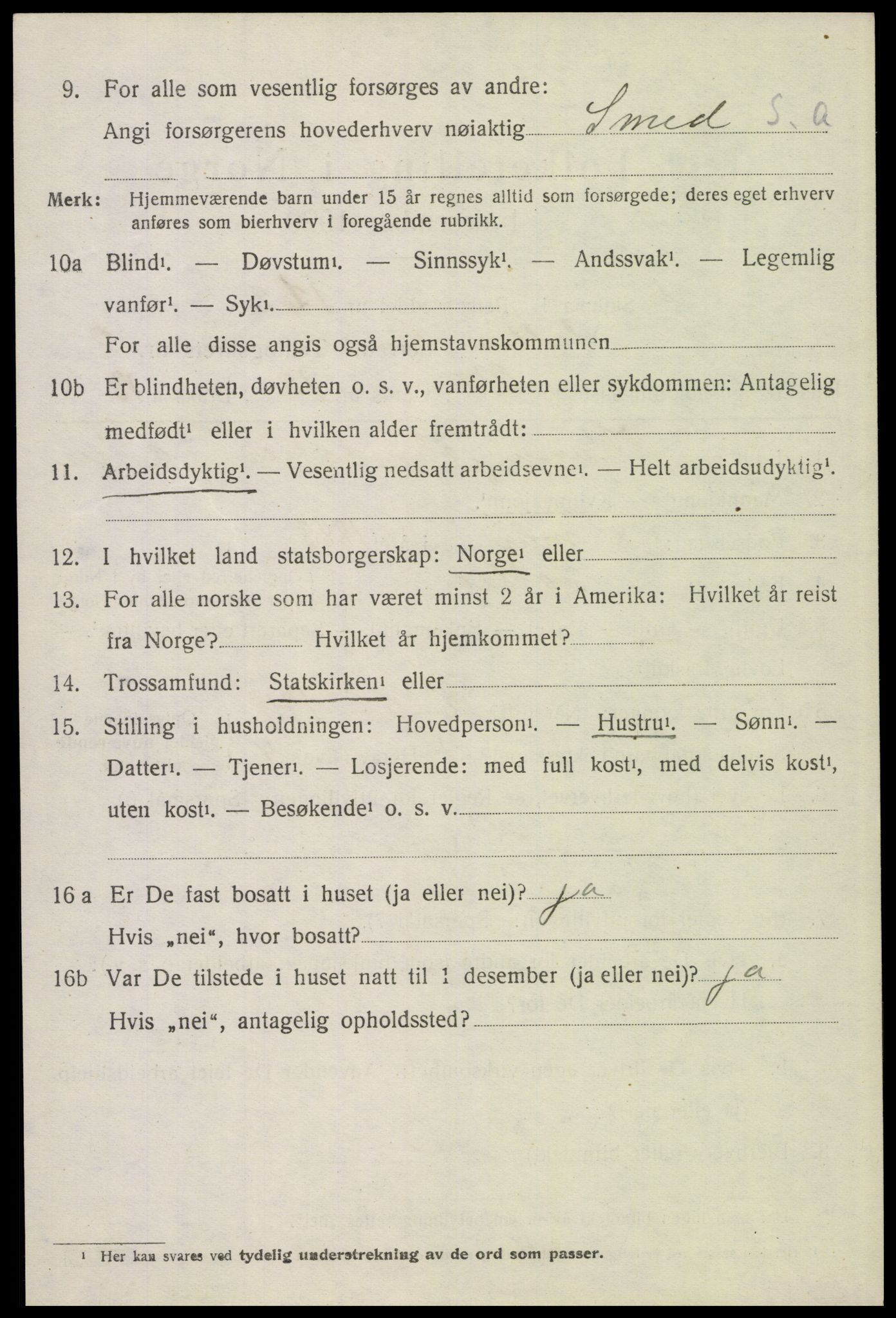 SAH, 1920 census for Sollia, 1920, p. 624