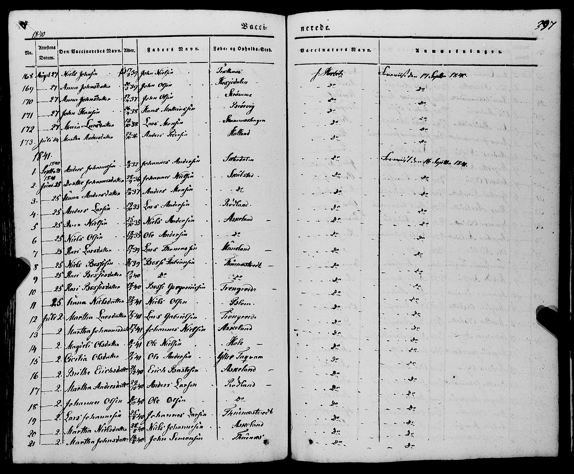 Haus sokneprestembete, SAB/A-75601/H/Haa: Parish register (official) no. A 15, 1838-1847, p. 397