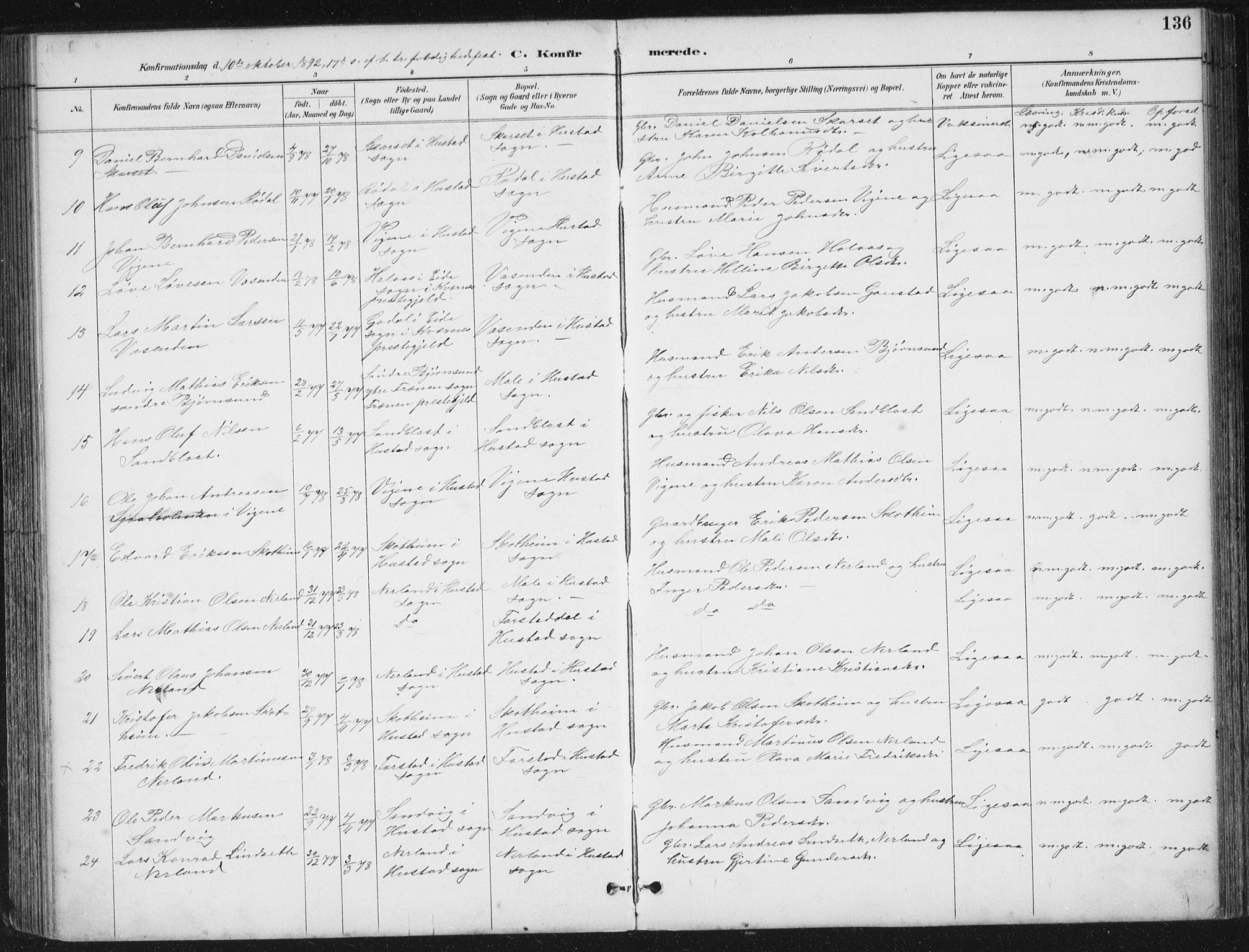 Ministerialprotokoller, klokkerbøker og fødselsregistre - Møre og Romsdal, SAT/A-1454/567/L0783: Parish register (copy) no. 567C03, 1887-1903, p. 136