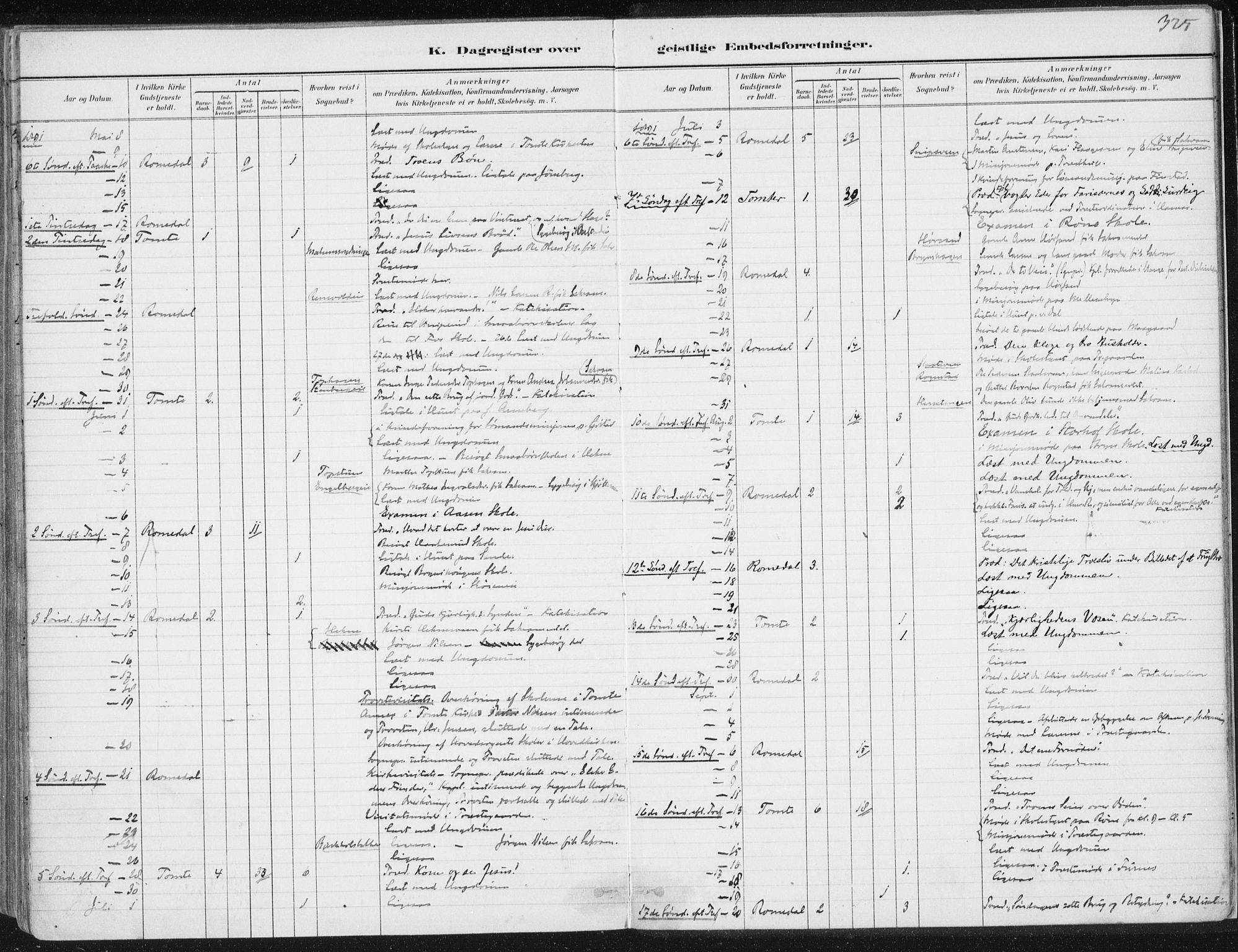 Romedal prestekontor, AV/SAH-PREST-004/K/L0010: Parish register (official) no. 10, 1880-1895, p. 325