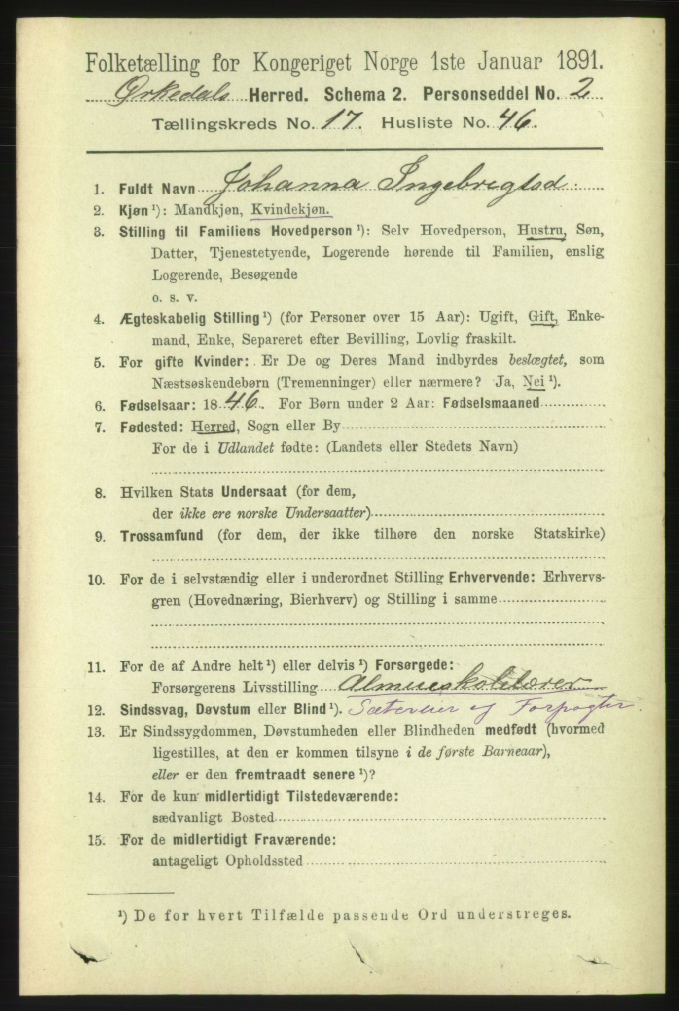 RA, 1891 census for 1638 Orkdal, 1891, p. 7629