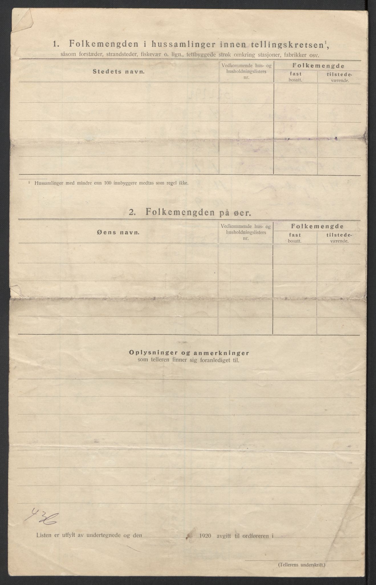 SAT, 1920 census for Tysfjord, 1920, p. 22