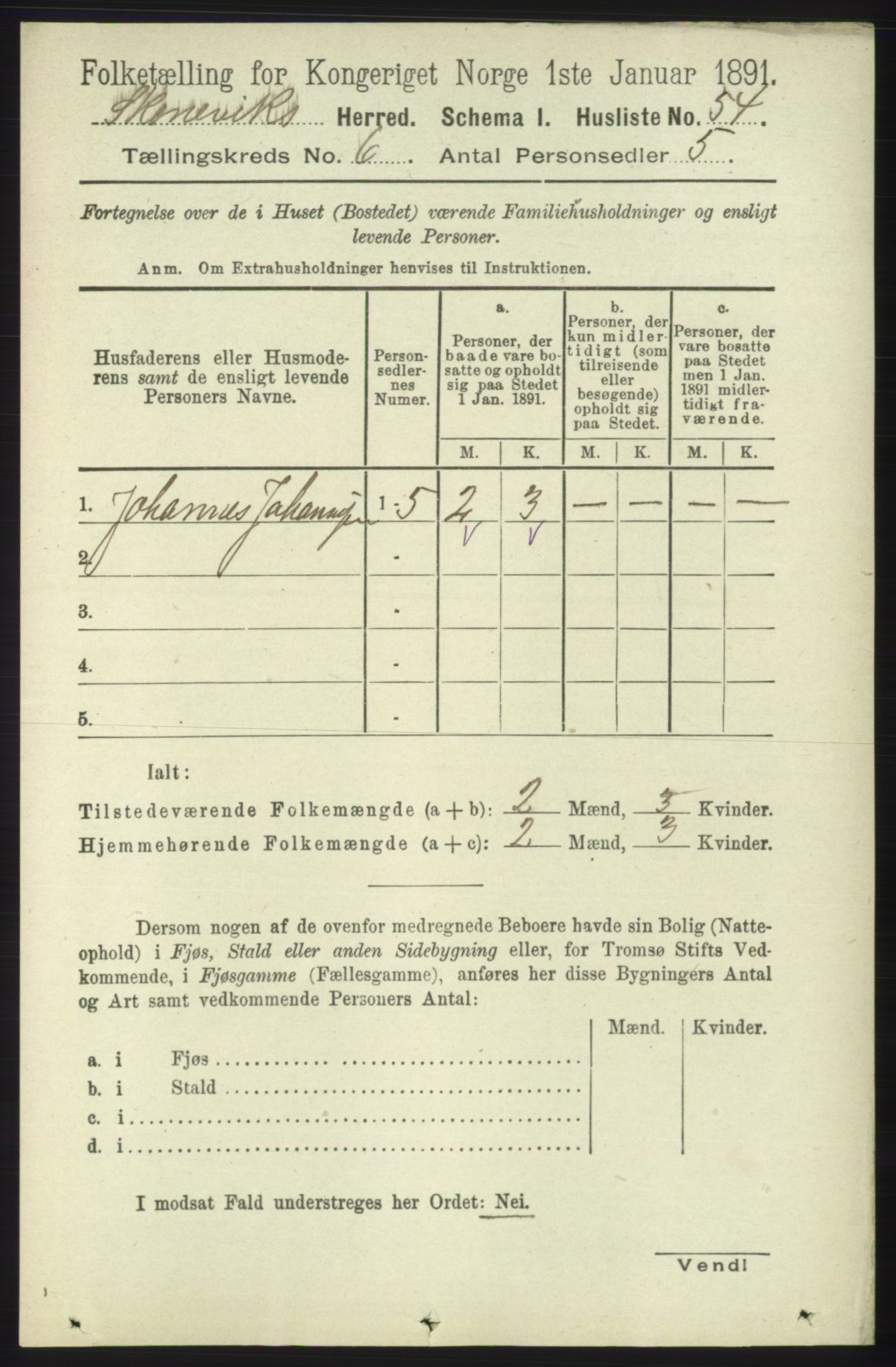 RA, 1891 census for 1212 Skånevik, 1891, p. 1535