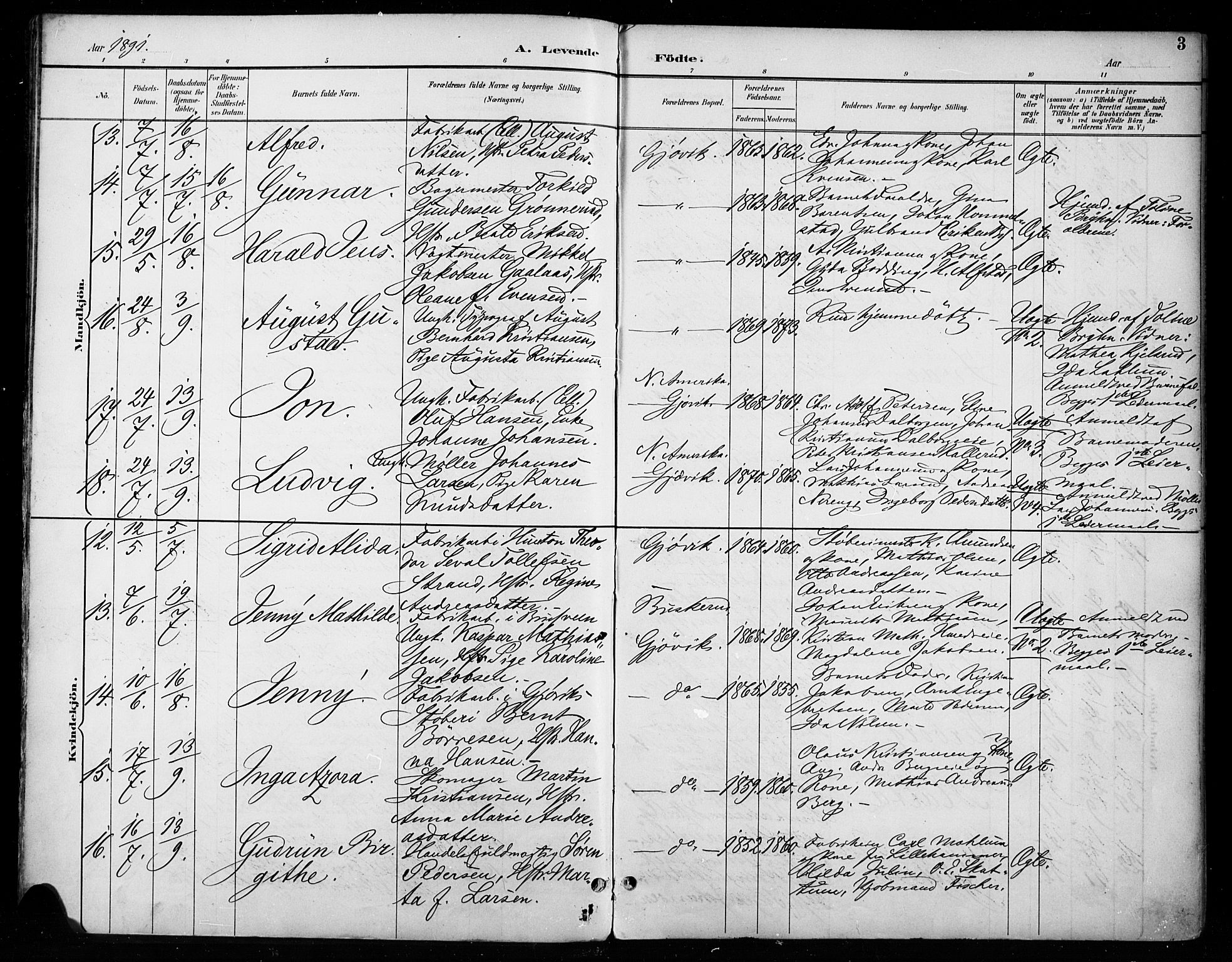 Vardal prestekontor, AV/SAH-PREST-100/H/Ha/Haa/L0011: Parish register (official) no. 11, 1891-1901, p. 3