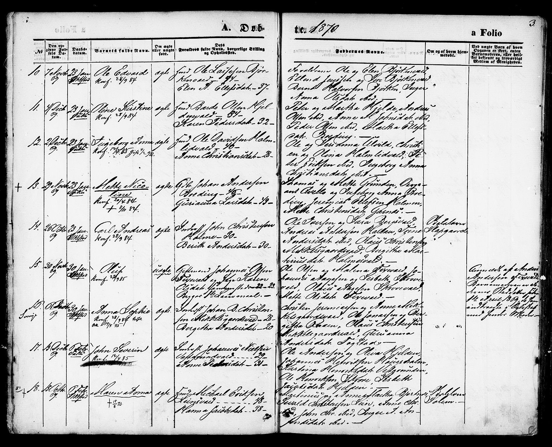 Ministerialprotokoller, klokkerbøker og fødselsregistre - Nord-Trøndelag, SAT/A-1458/723/L0242: Parish register (official) no. 723A11, 1870-1880, p. 3