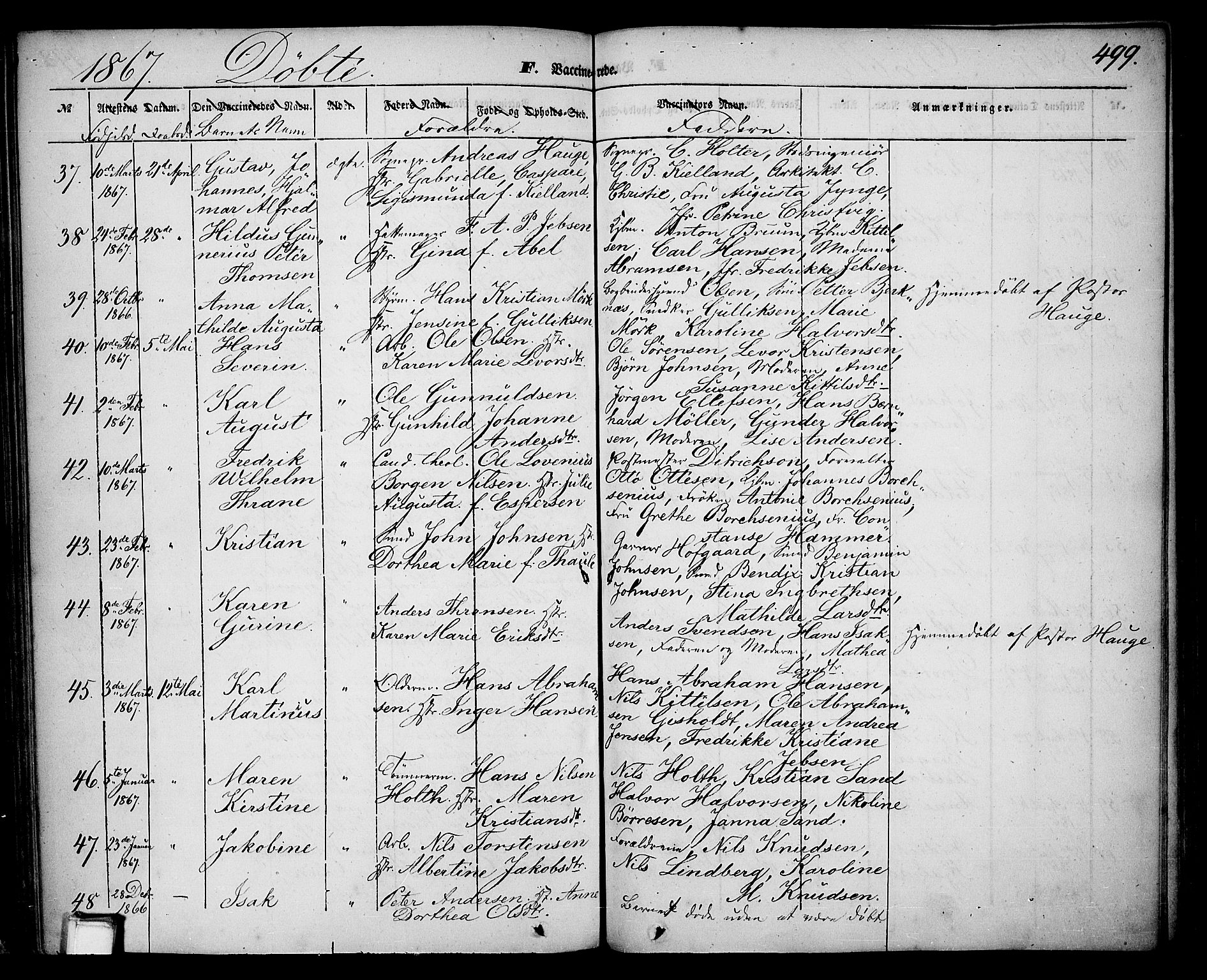 Skien kirkebøker, SAKO/A-302/G/Ga/L0004: Parish register (copy) no. 4, 1843-1867, p. 499