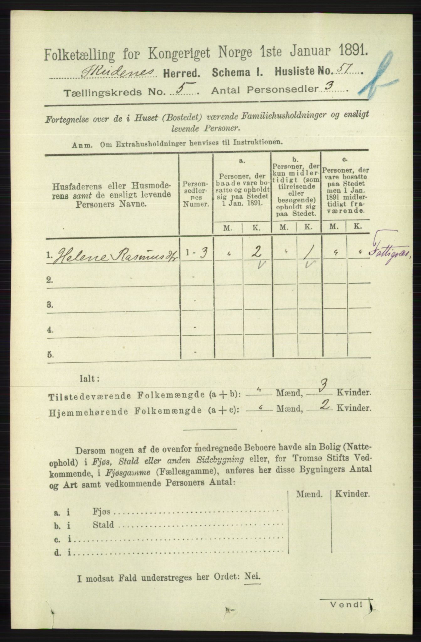 RA, 1891 census for 1150 Skudenes, 1891, p. 5222