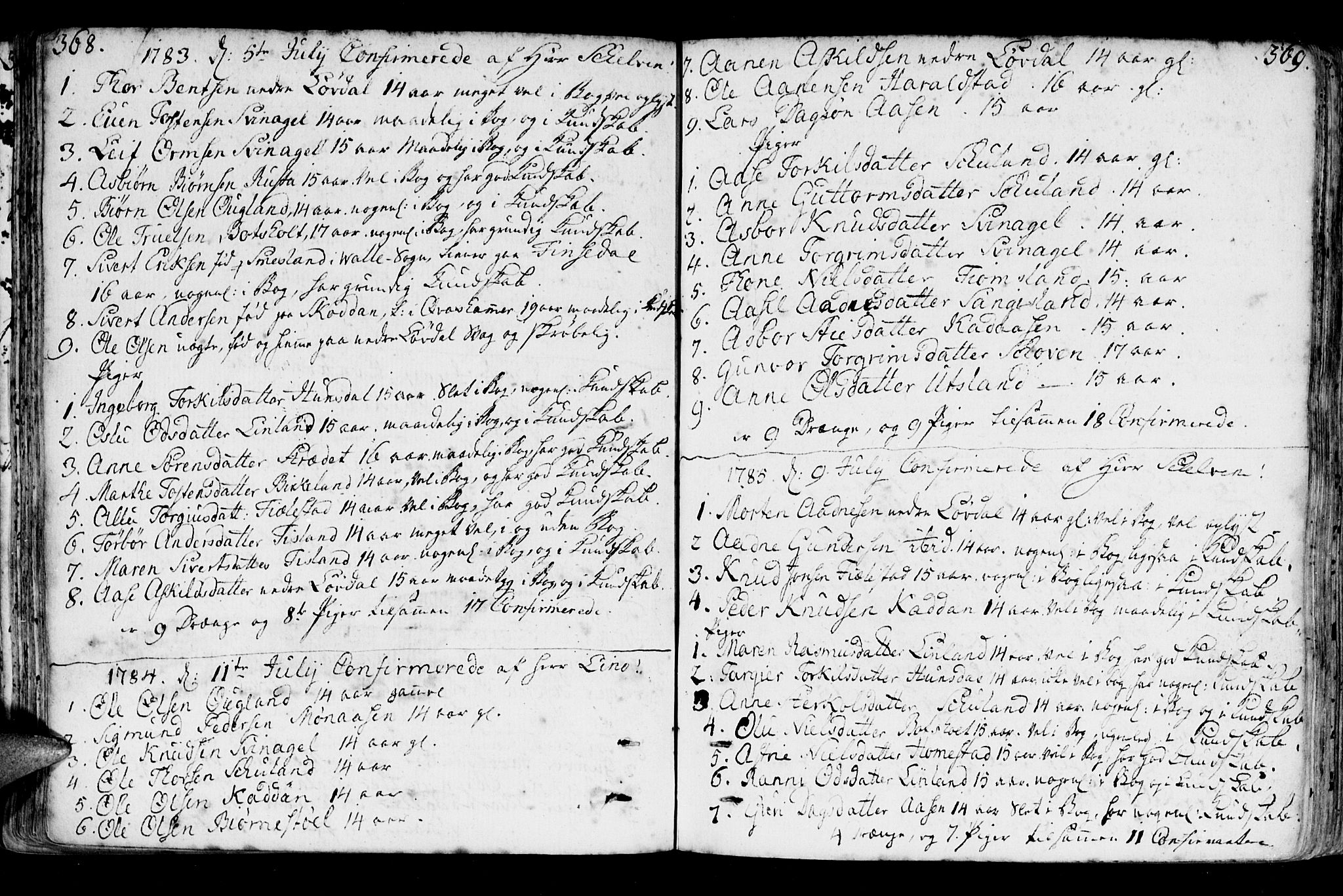 Holum sokneprestkontor, SAK/1111-0022/F/Fa/Fab/L0004: Parish register (official) no. A 4, 1774-1847, p. 368-369