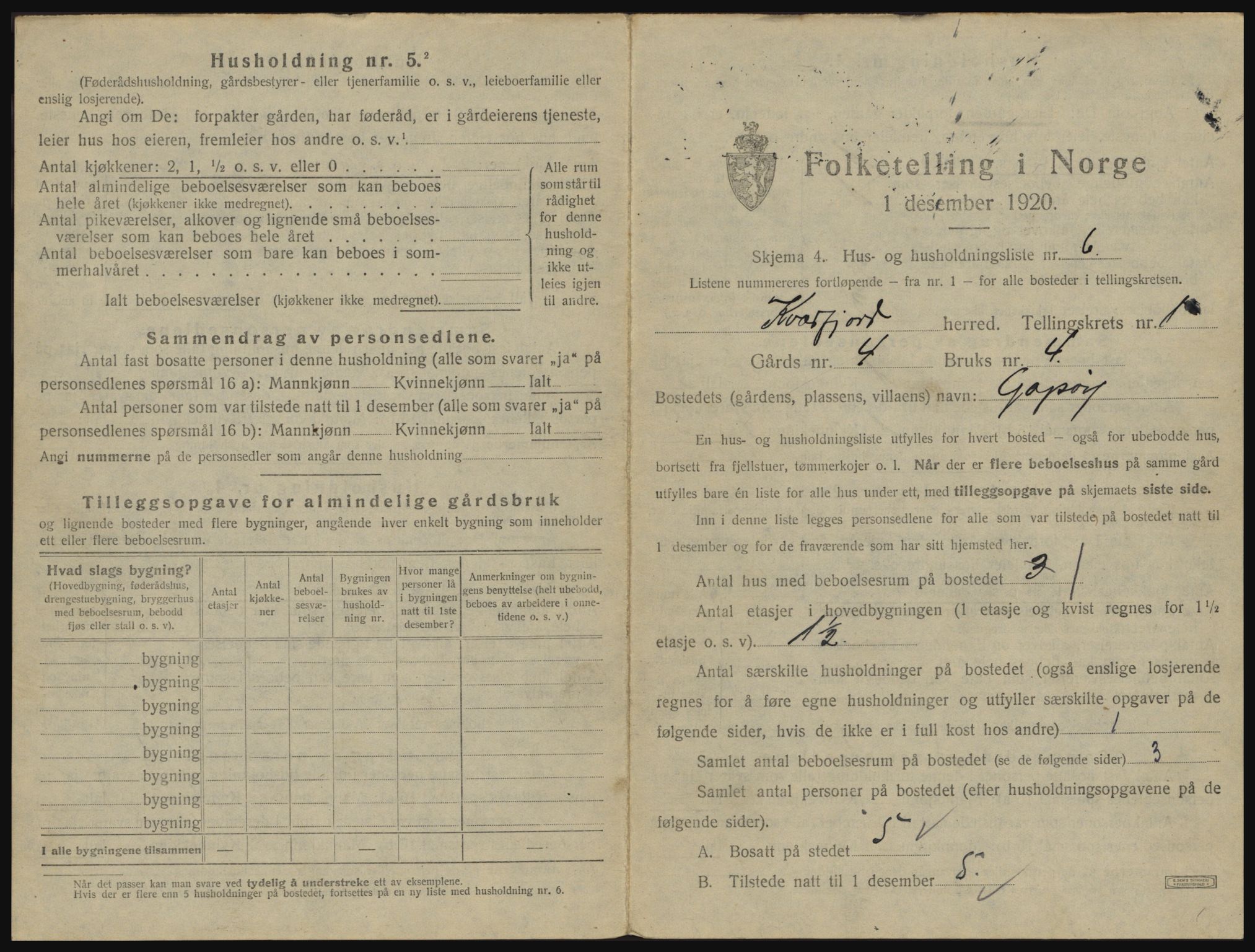 SATØ, 1920 census for Kvæfjord, 1920, p. 81