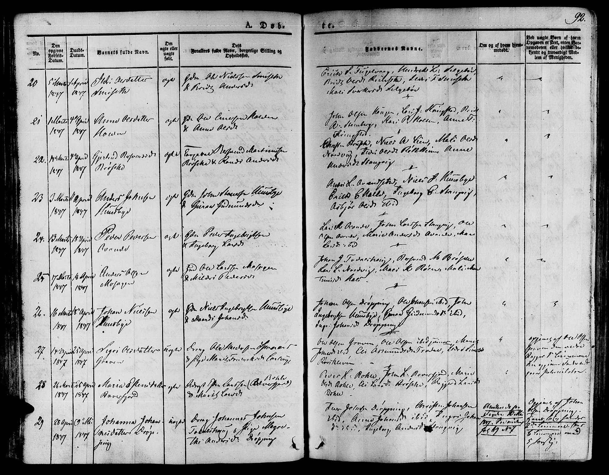 Ministerialprotokoller, klokkerbøker og fødselsregistre - Møre og Romsdal, AV/SAT-A-1454/592/L1024: Parish register (official) no. 592A03 /1, 1831-1849, p. 92