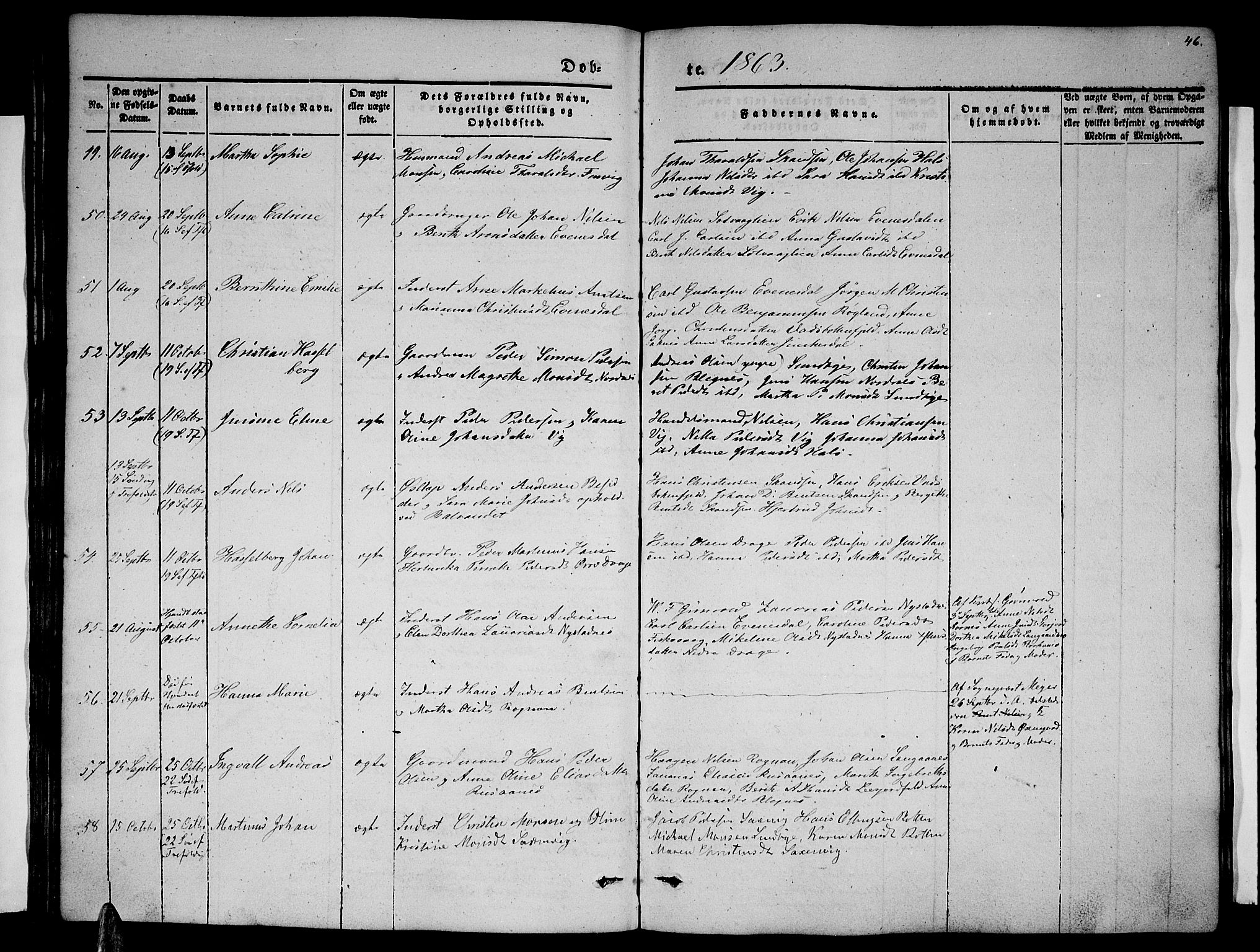 Ministerialprotokoller, klokkerbøker og fødselsregistre - Nordland, SAT/A-1459/847/L0678: Parish register (copy) no. 847C06, 1854-1870, p. 46