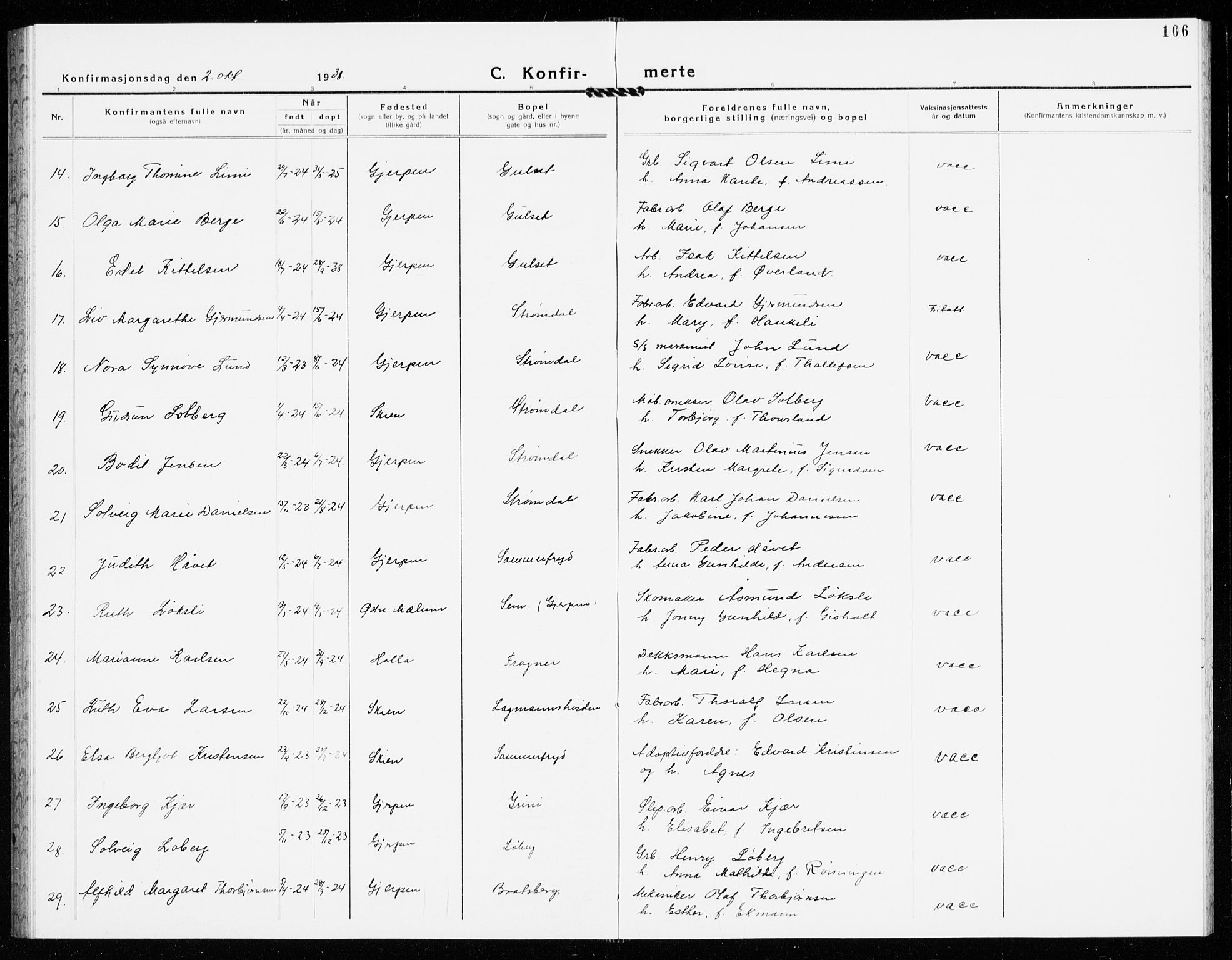 Gjerpen kirkebøker, AV/SAKO-A-265/G/Ga/L0005: Parish register (copy) no. I 5, 1932-1940, p. 106