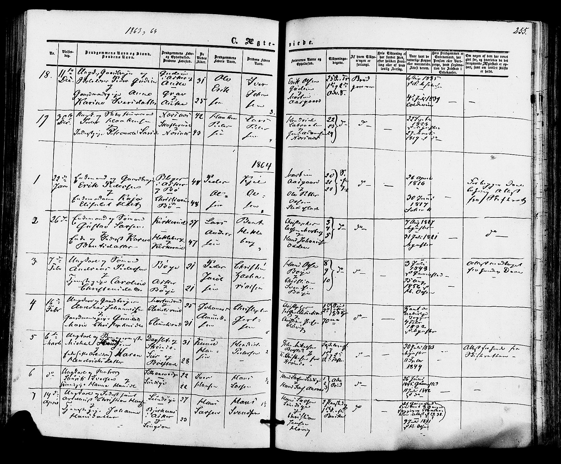 Røyken kirkebøker, SAKO/A-241/F/Fa/L0006: Parish register (official) no. 6, 1857-1875, p. 255