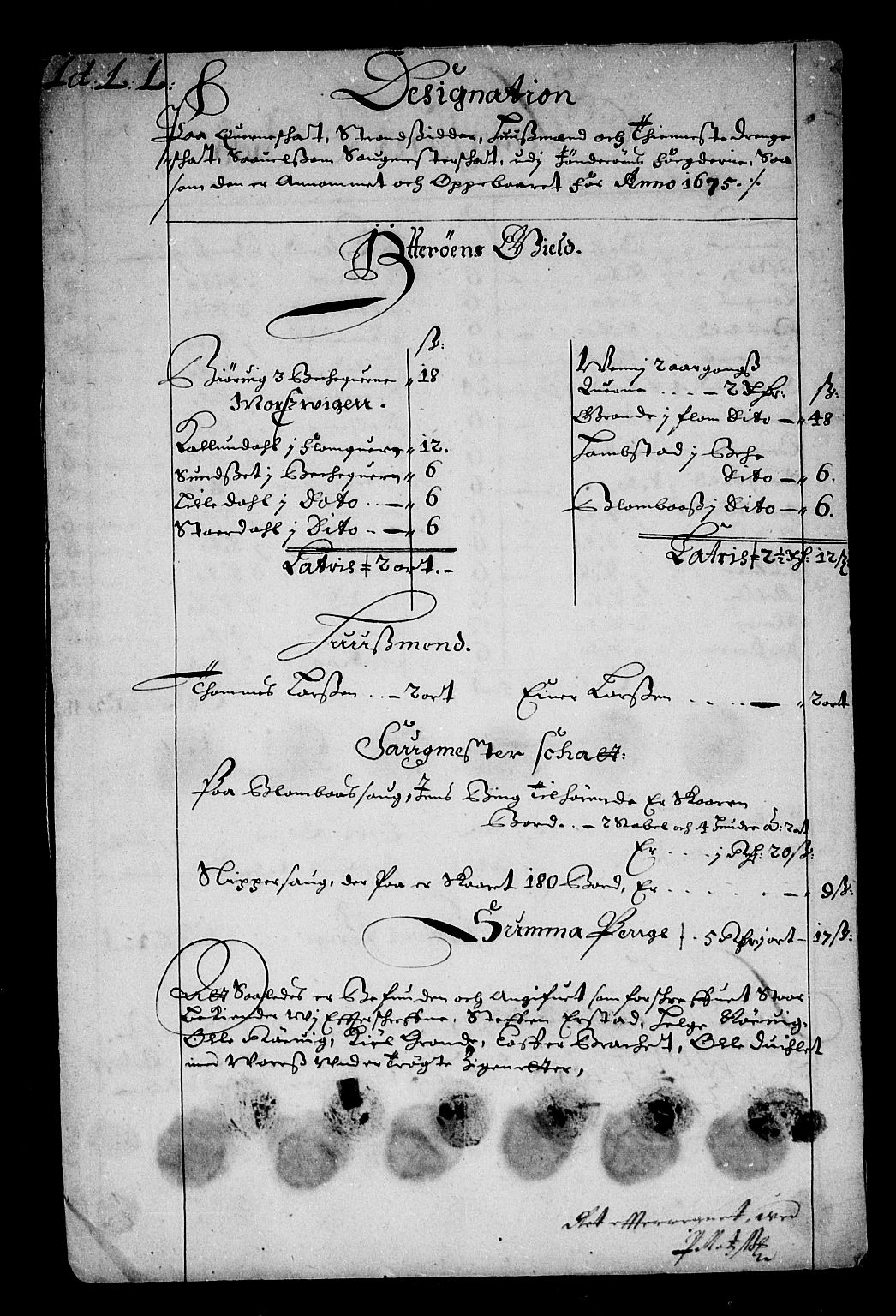 Rentekammeret inntil 1814, Reviderte regnskaper, Stiftamtstueregnskaper, Trondheim stiftamt og Nordland amt, RA/EA-6044/R/Rd/L0042: Trondheim stiftamt, 1670-1675