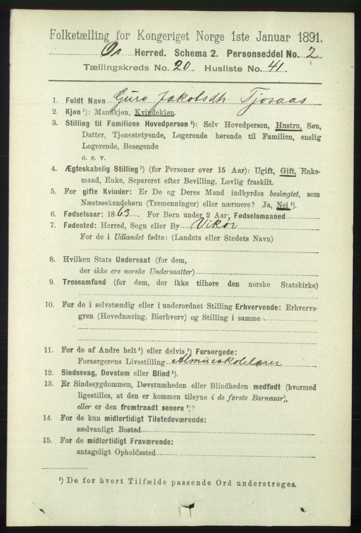 RA, 1891 census for 1243 Os, 1891, p. 4814