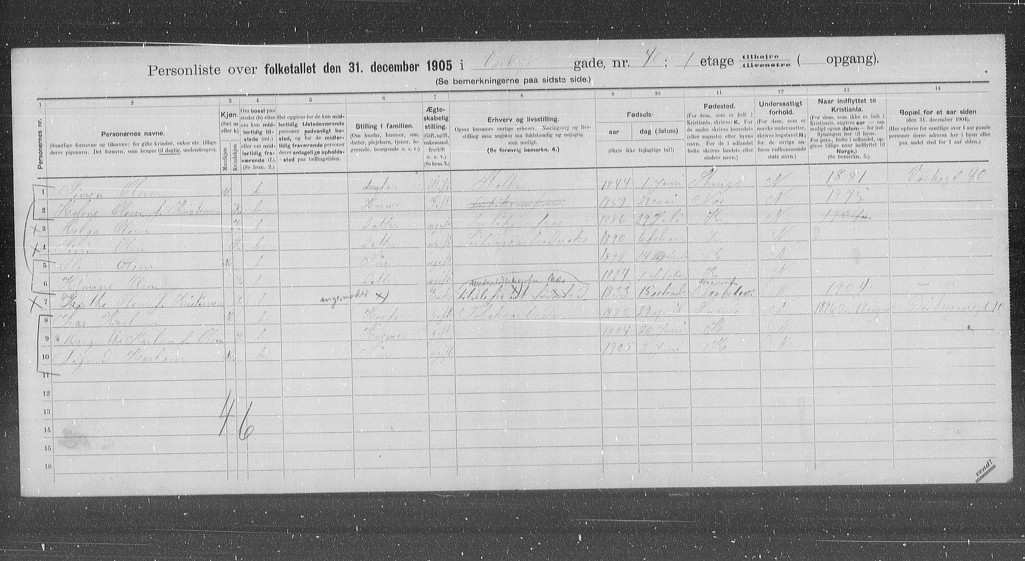 OBA, Municipal Census 1905 for Kristiania, 1905, p. 65163