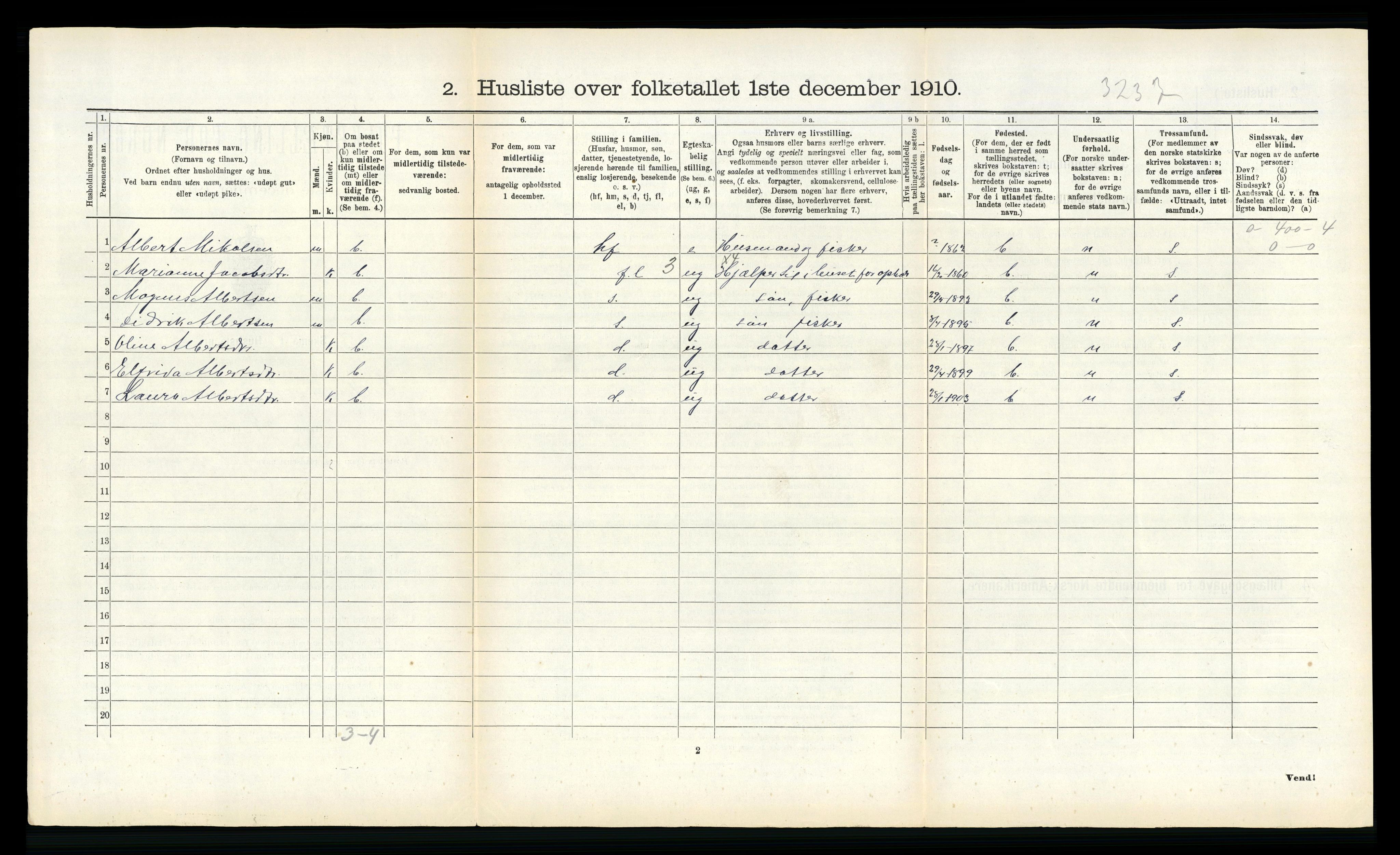 RA, 1910 census for Gildeskål, 1910, p. 874