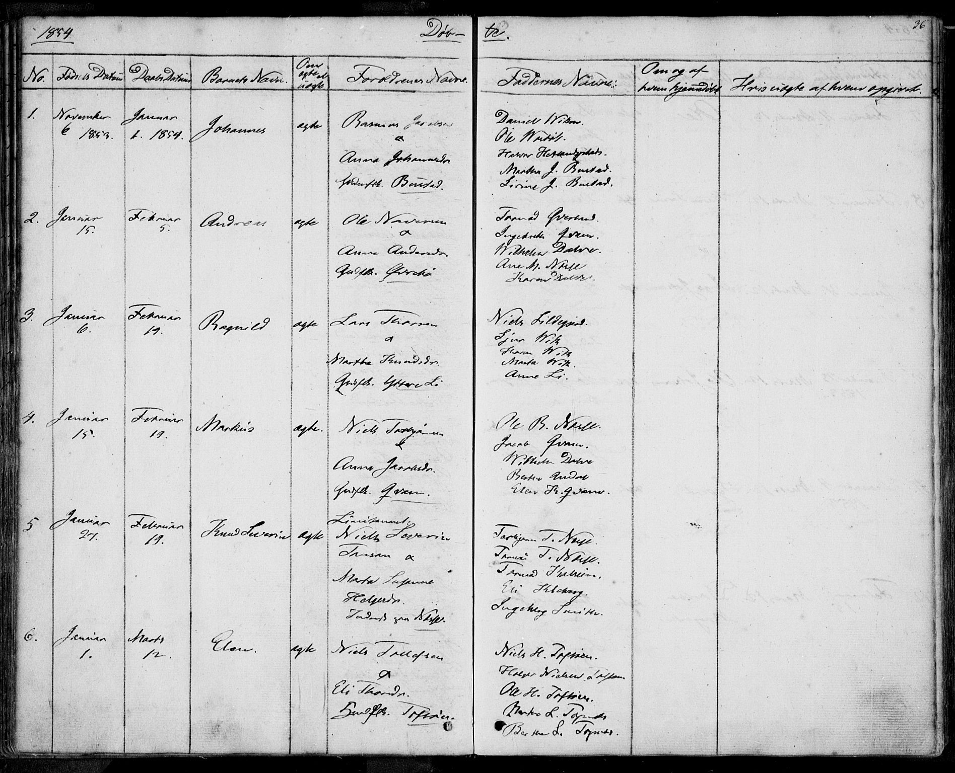 Nedstrand sokneprestkontor, SAST/A-101841/01/IV: Parish register (official) no. A 8, 1839-1860, p. 36