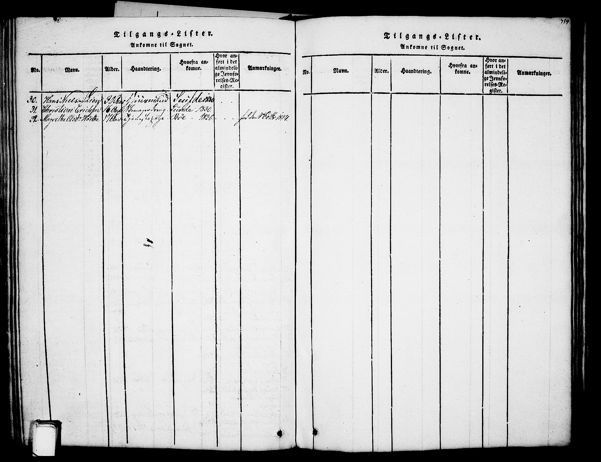 Holla kirkebøker, SAKO/A-272/G/Ga/L0001: Parish register (copy) no. I 1, 1814-1830, p. 314