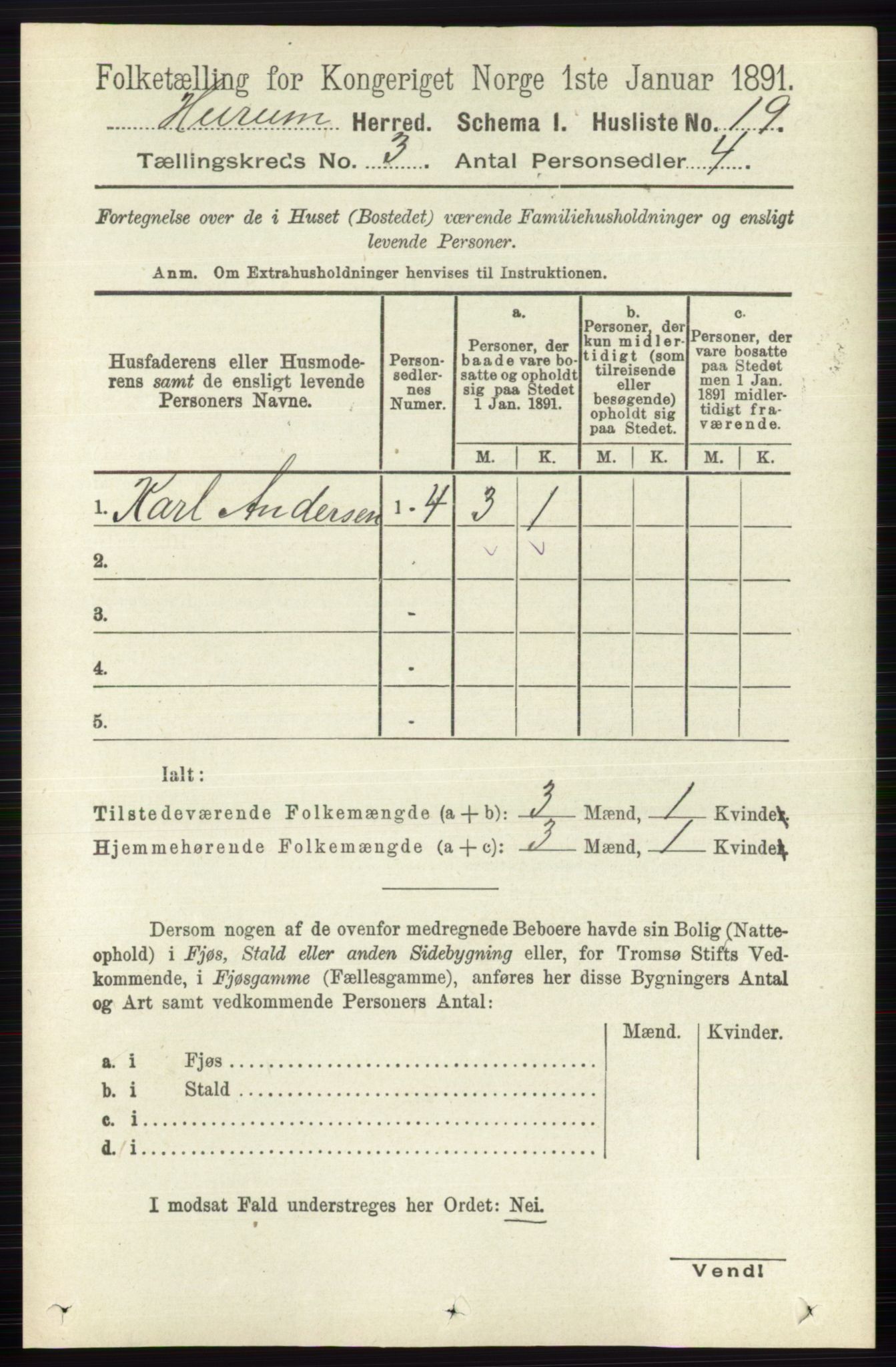 RA, 1891 census for 0628 Hurum, 1891, p. 937