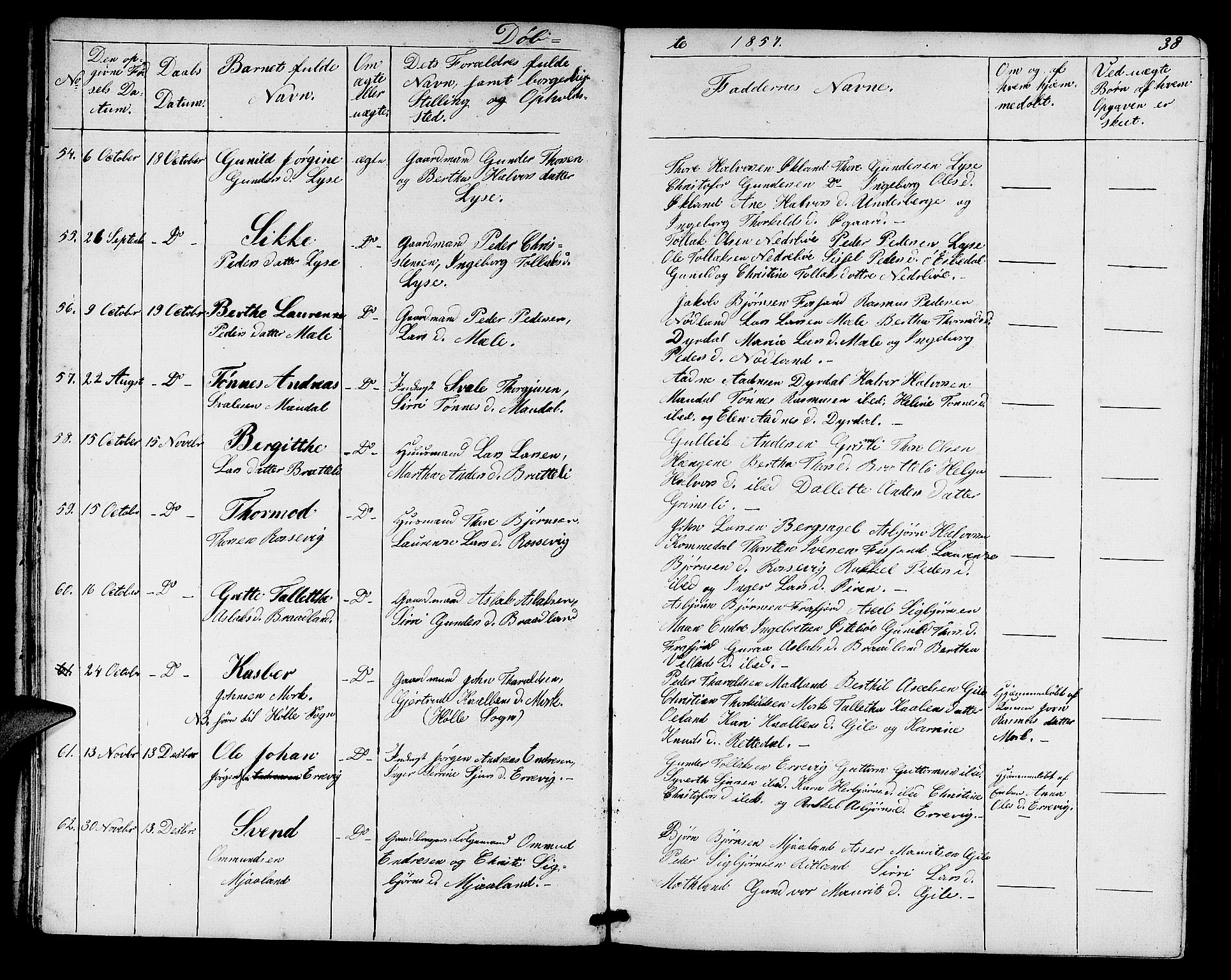 Høgsfjord sokneprestkontor, SAST/A-101624/H/Ha/Hab/L0002: Parish register (copy) no. B 2, 1855-1882, p. 38