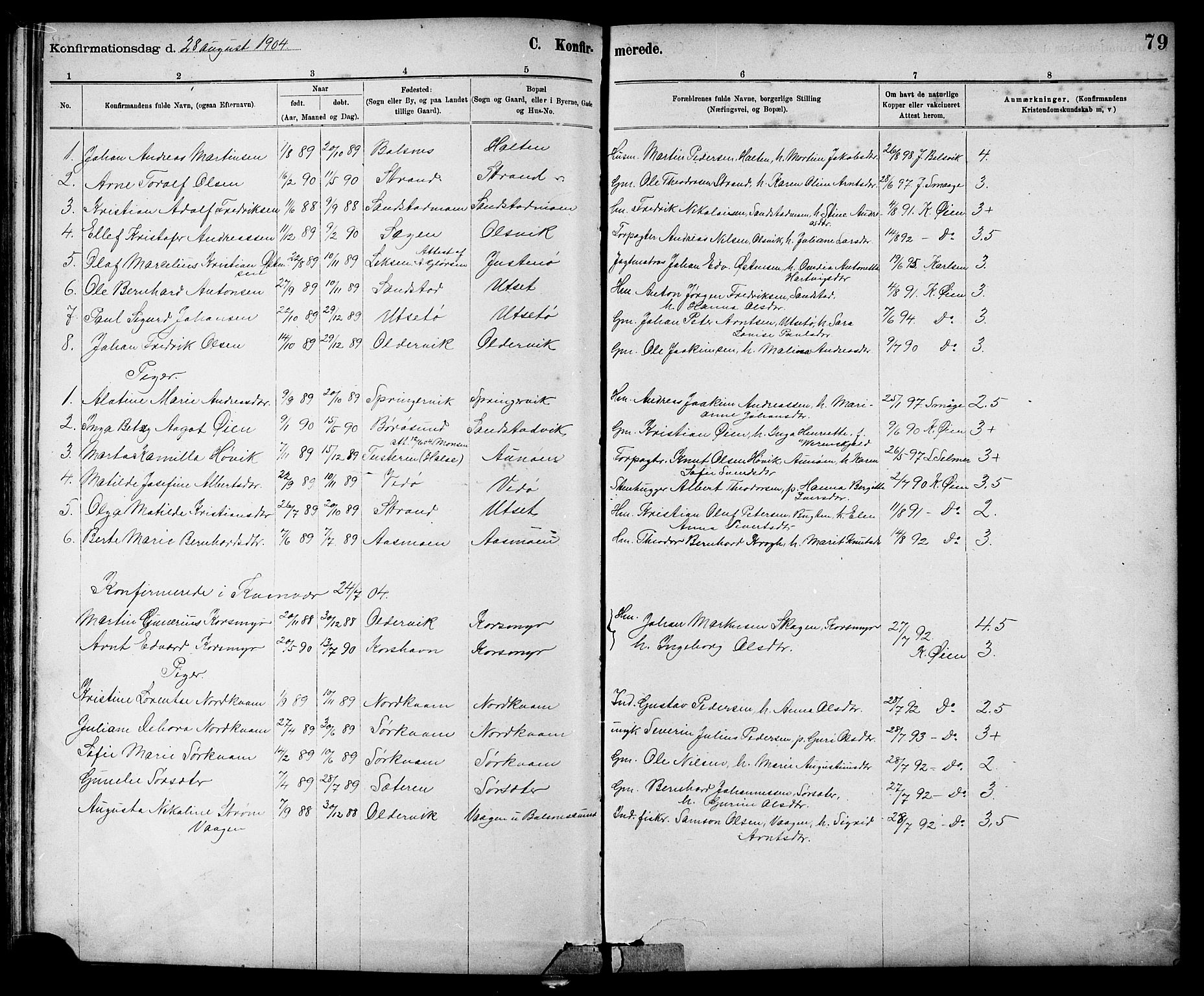 Ministerialprotokoller, klokkerbøker og fødselsregistre - Sør-Trøndelag, SAT/A-1456/639/L0573: Parish register (copy) no. 639C01, 1890-1905, p. 79