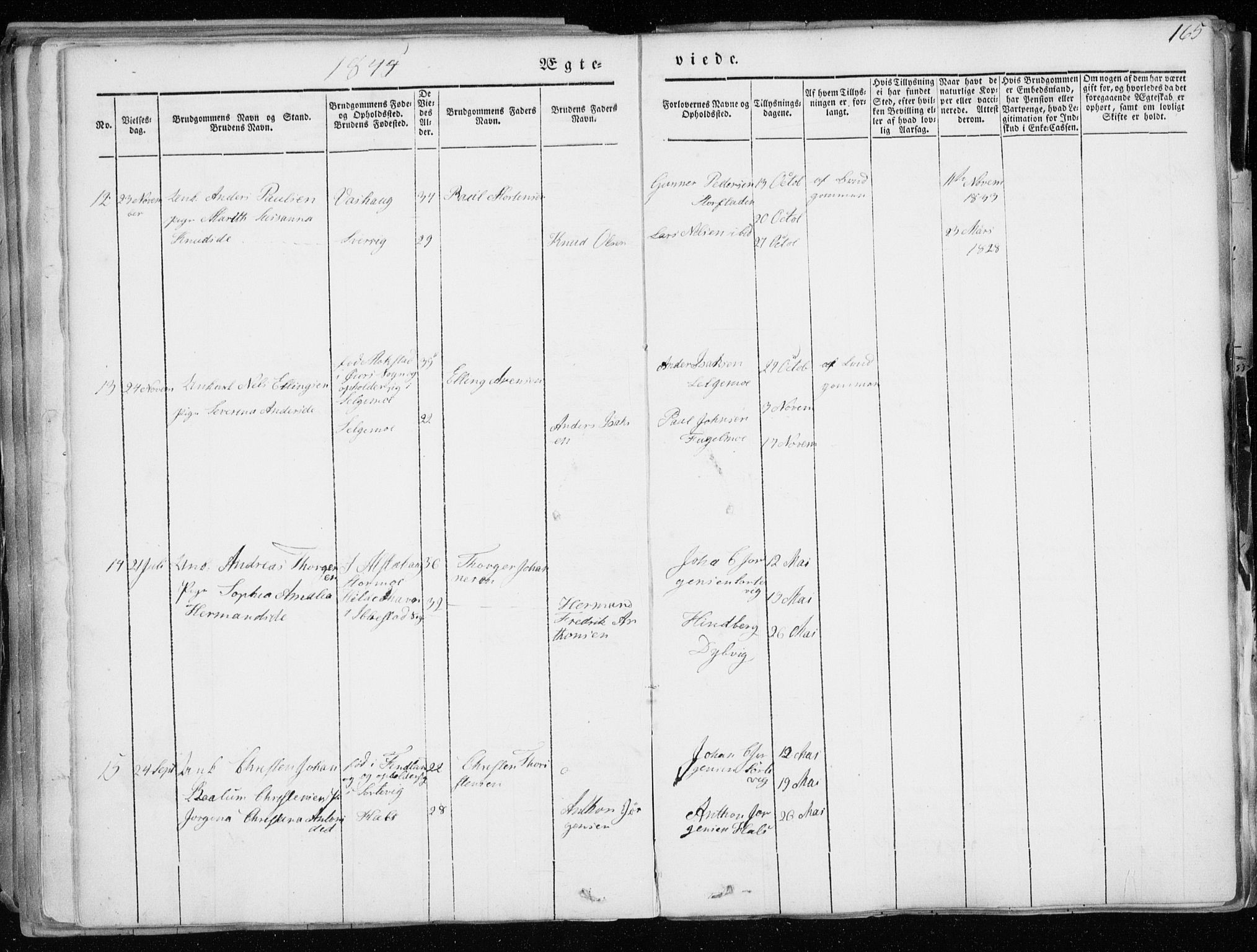 Tranøy sokneprestkontor, AV/SATØ-S-1313/I/Ia/Iaa/L0006kirke: Parish register (official) no. 6, 1844-1855, p. 165