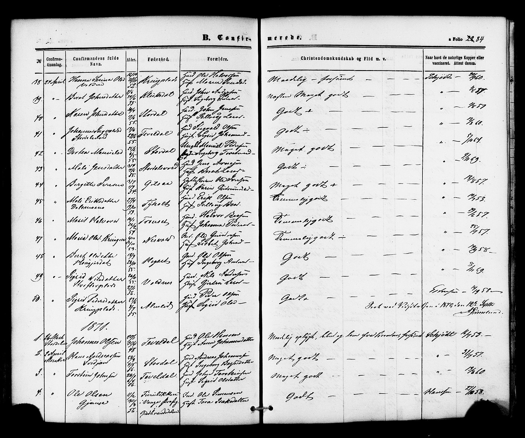 Ministerialprotokoller, klokkerbøker og fødselsregistre - Nord-Trøndelag, SAT/A-1458/706/L0041: Parish register (official) no. 706A02, 1862-1877, p. 84