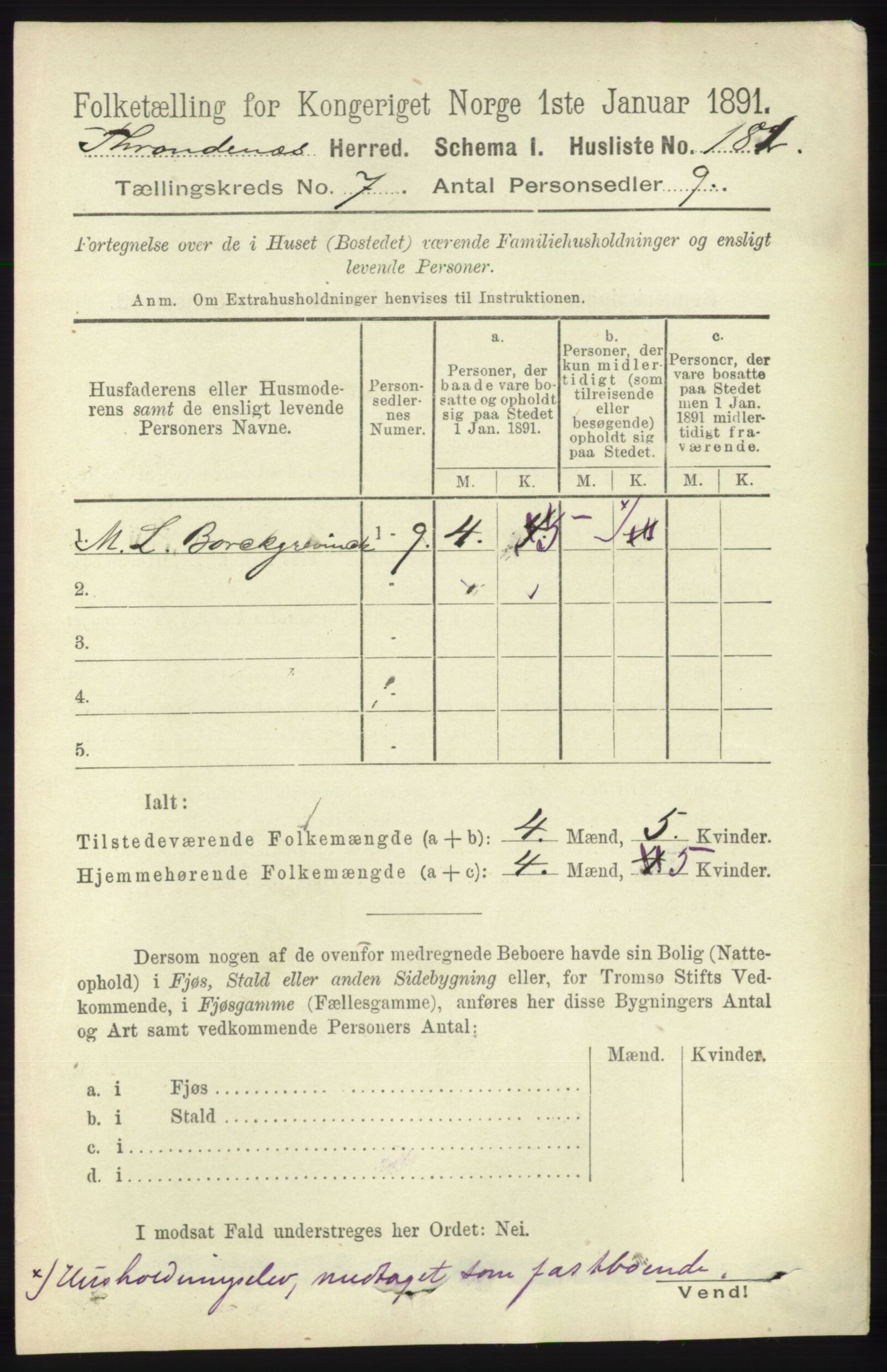 RA, 1891 census for 1914 Trondenes, 1891, p. 4504