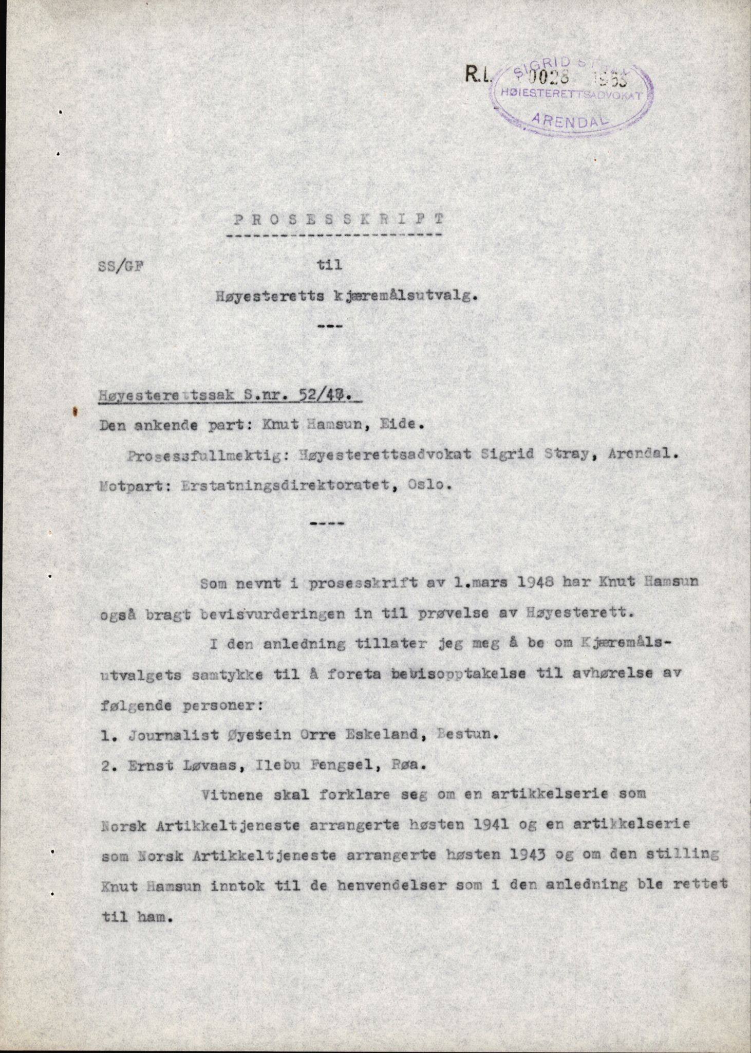 Landssvikarkivet, Arendal politikammer, AV/RA-S-3138-25/D/Dc, 1945-1951, p. 1963