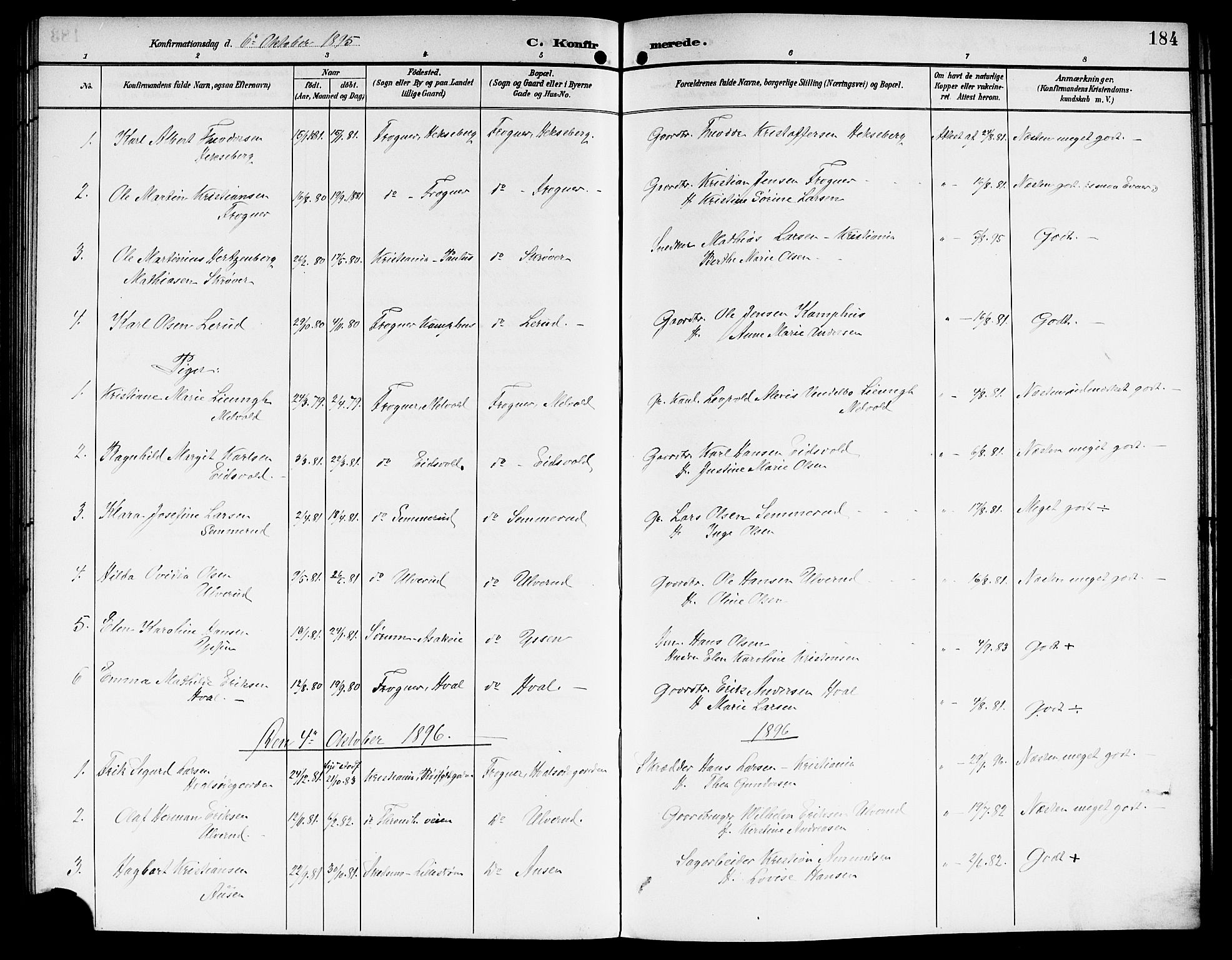Sørum prestekontor Kirkebøker, SAO/A-10303/G/Ga/L0006: Parish register (copy) no. I 6, 1894-1906, p. 184
