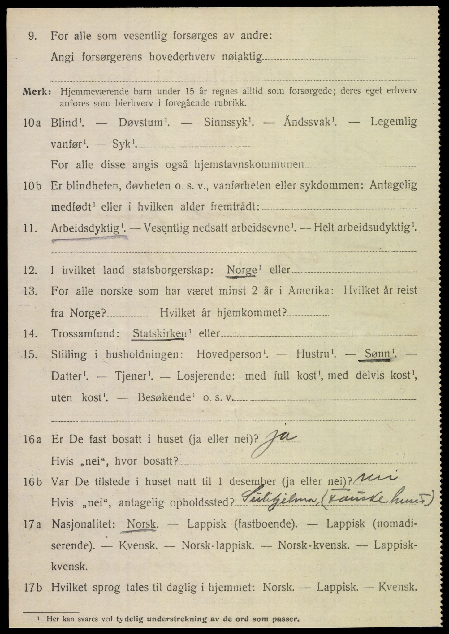 SAT, 1920 census for Sørfold, 1920, p. 4092