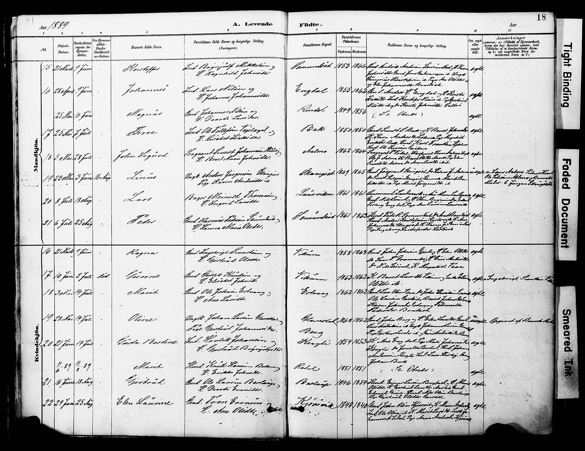 Ministerialprotokoller, klokkerbøker og fødselsregistre - Møre og Romsdal, AV/SAT-A-1454/578/L0907: Parish register (official) no. 578A06, 1887-1904, p. 18