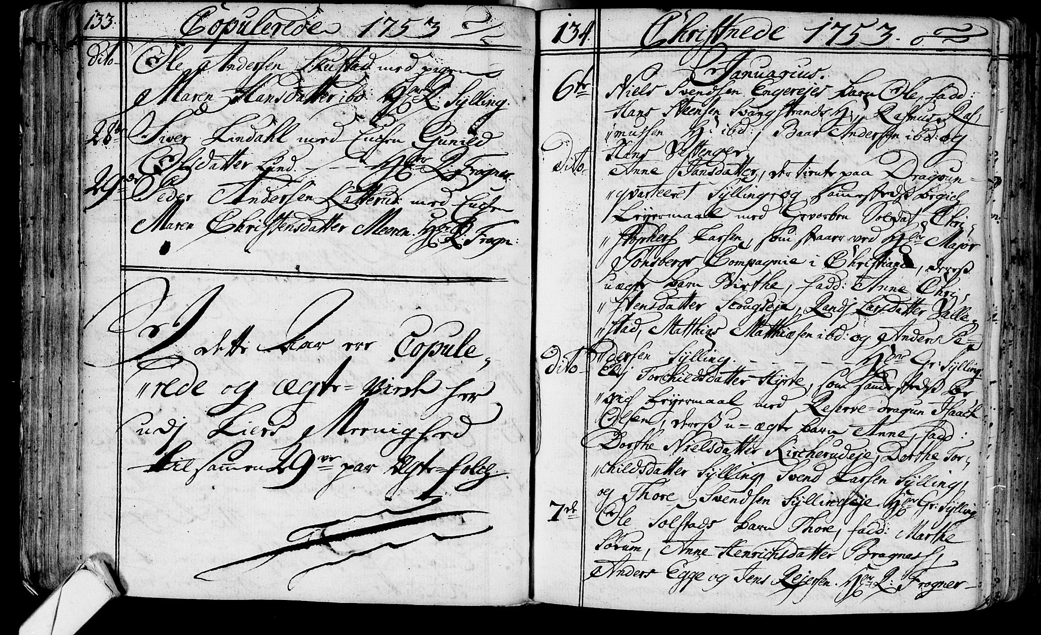 Lier kirkebøker, AV/SAKO-A-230/F/Fa/L0004: Parish register (official) no. I 4, 1749-1764, p. 133-134