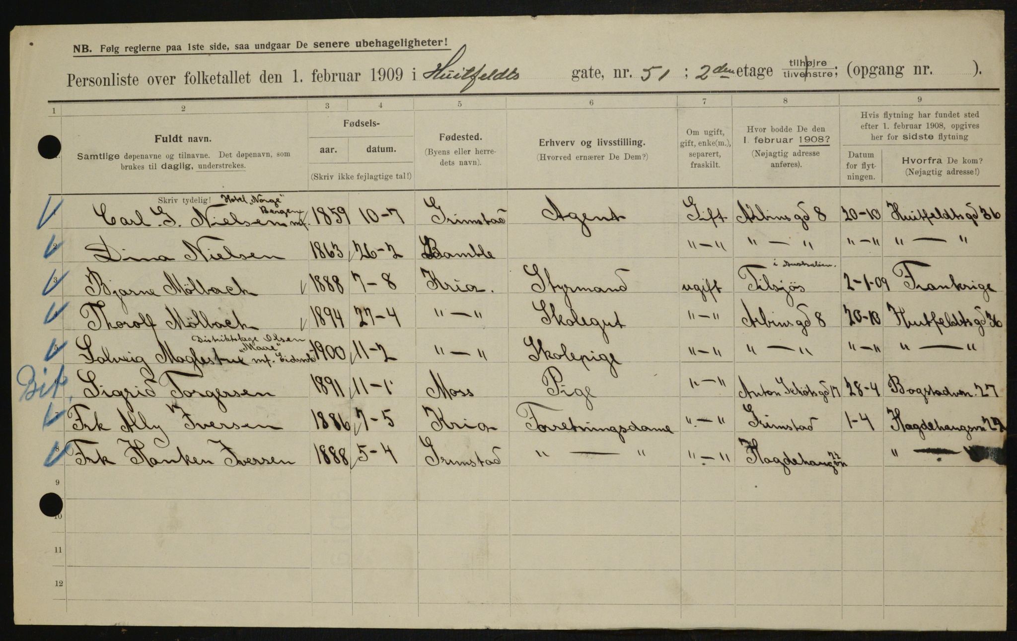 OBA, Municipal Census 1909 for Kristiania, 1909, p. 38355