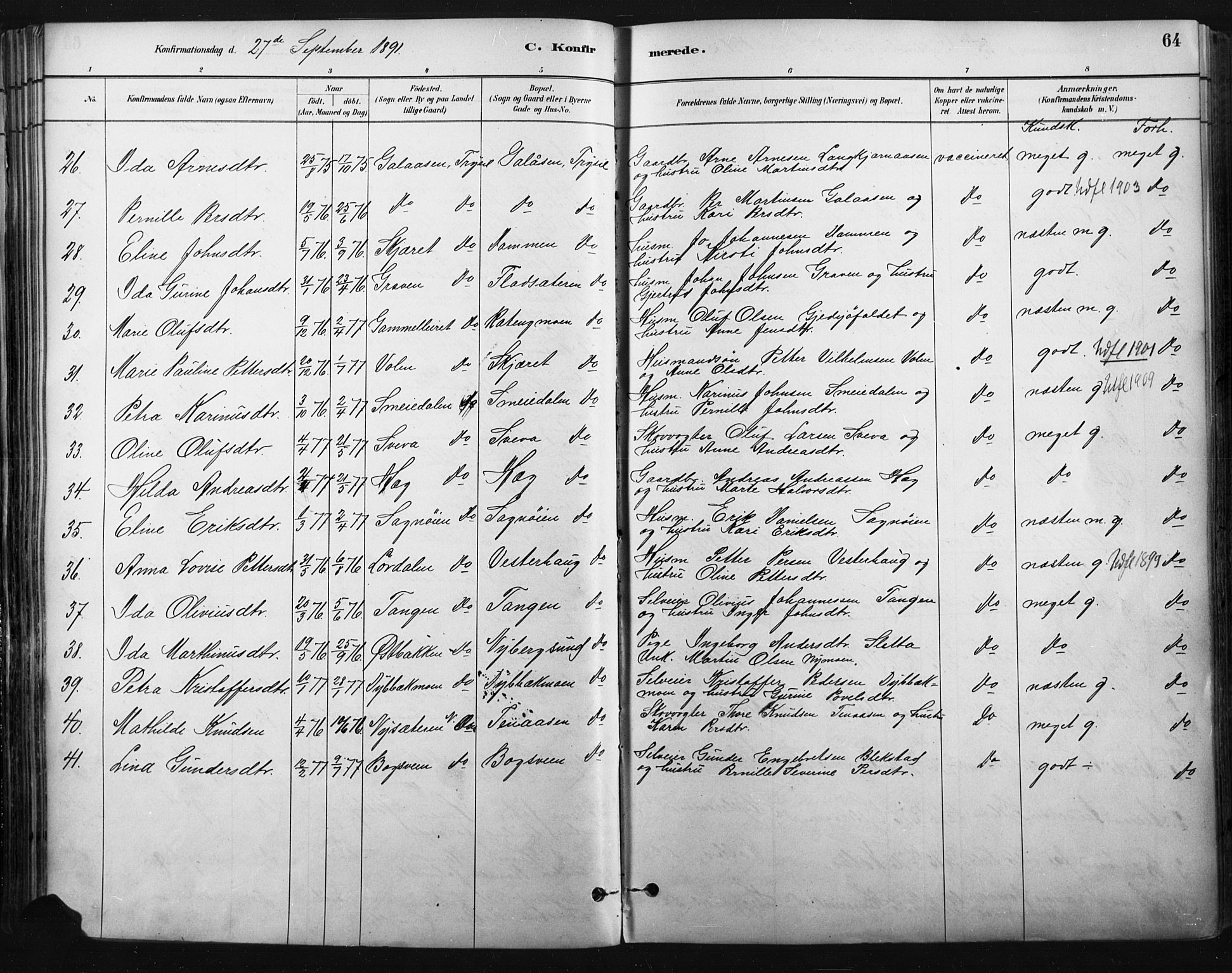 Trysil prestekontor, AV/SAH-PREST-046/H/Ha/Haa/L0009: Parish register (official) no. 9, 1881-1897, p. 64