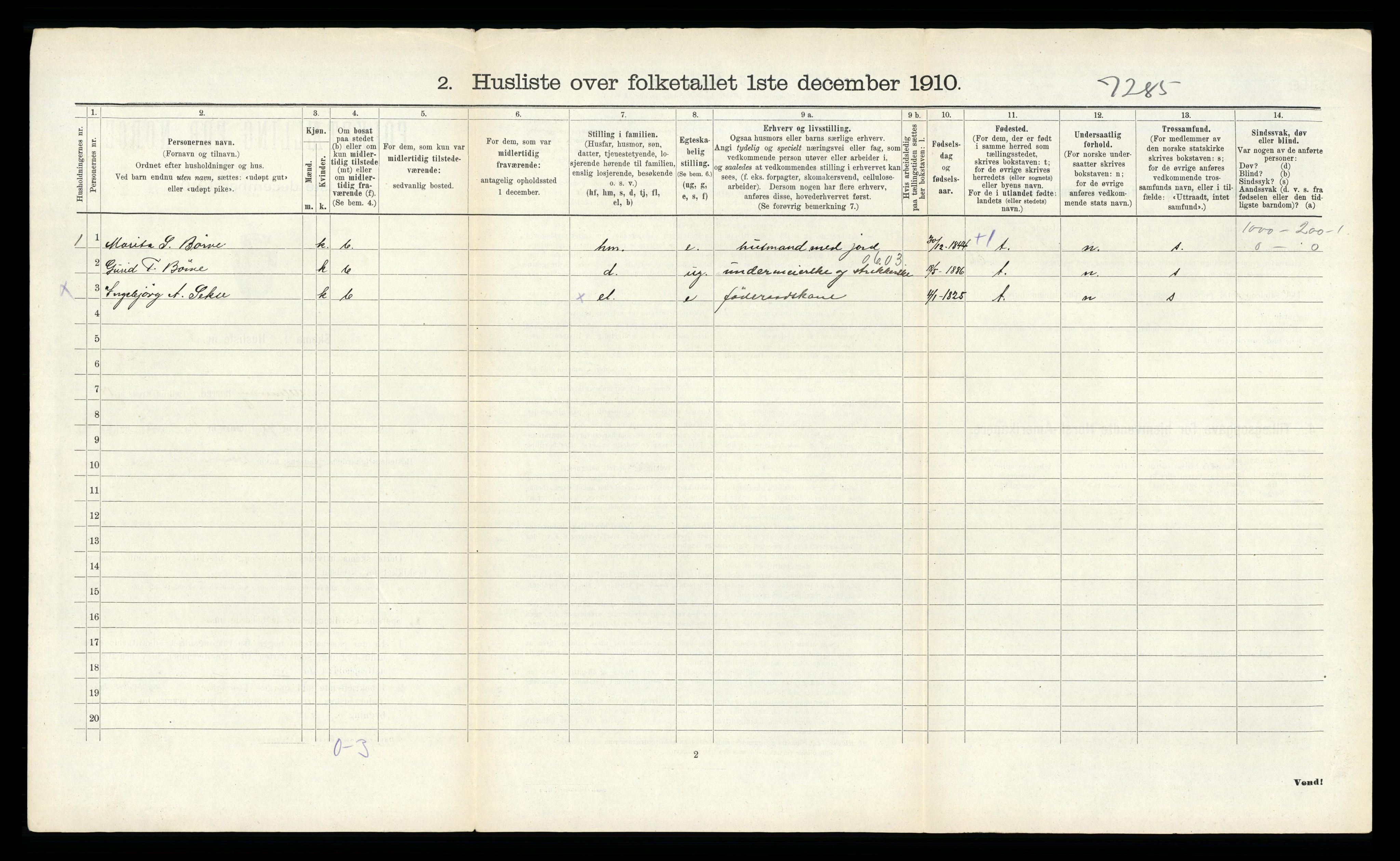 RA, 1910 census for Ullensvang, 1910, p. 2144