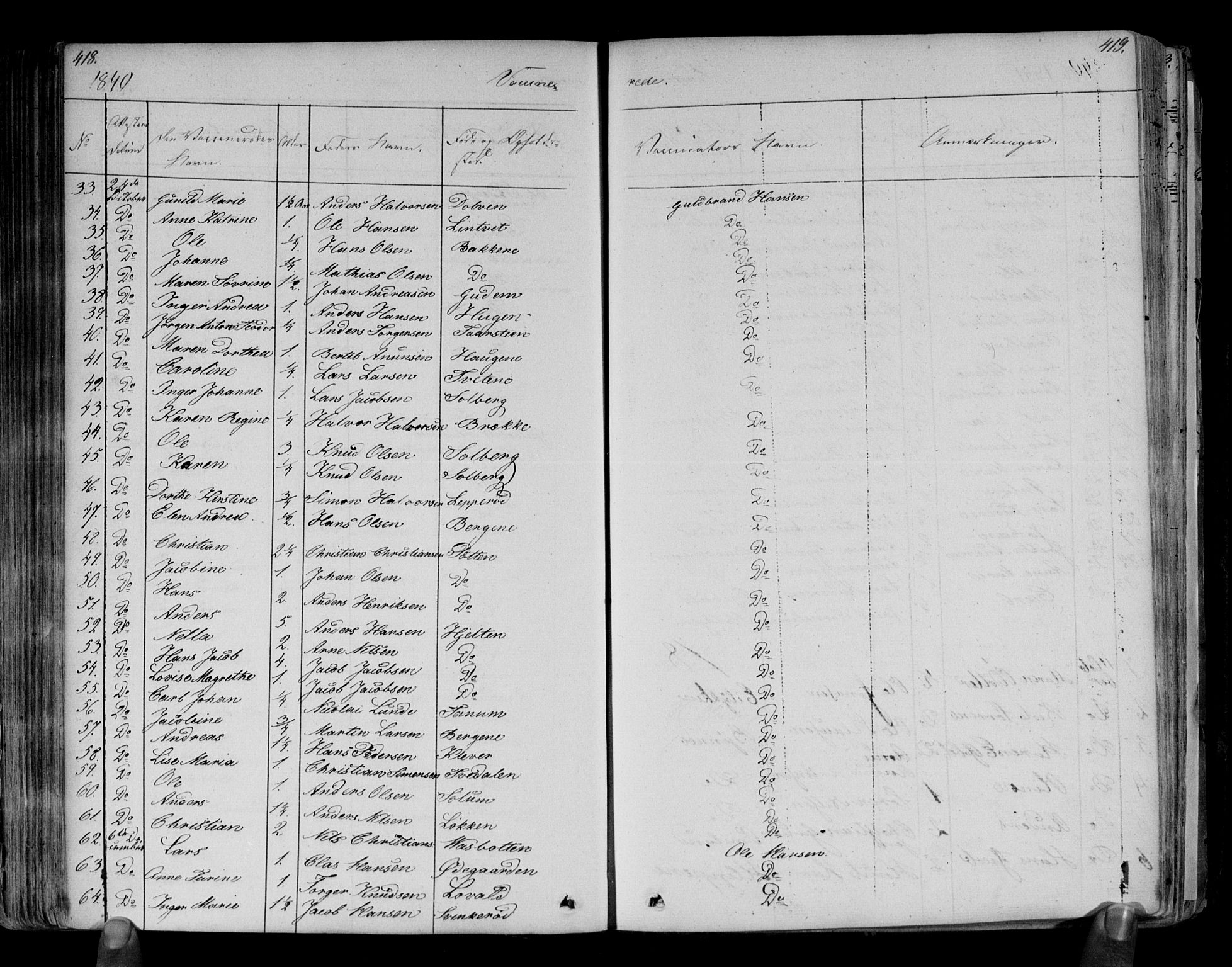 Brunlanes kirkebøker, AV/SAKO-A-342/F/Fa/L0003: Parish register (official) no. I 3, 1834-1845, p. 418-419