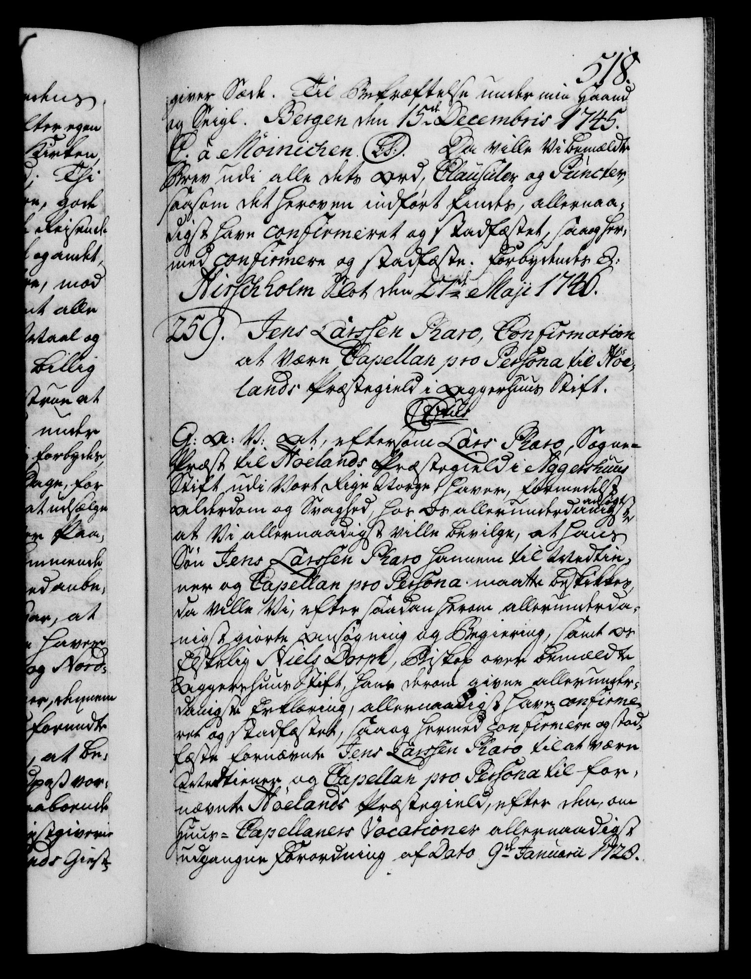 Danske Kanselli 1572-1799, RA/EA-3023/F/Fc/Fca/Fcaa/L0034: Norske registre, 1745-1746, p. 518a